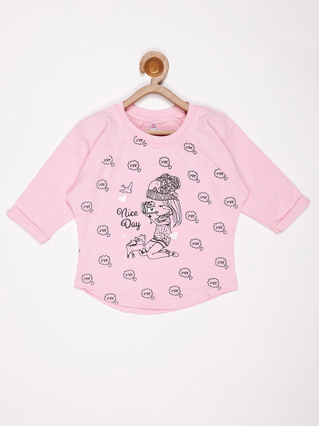 

V2 Value & Variety Girls Pink Printed Cotton T-shirt