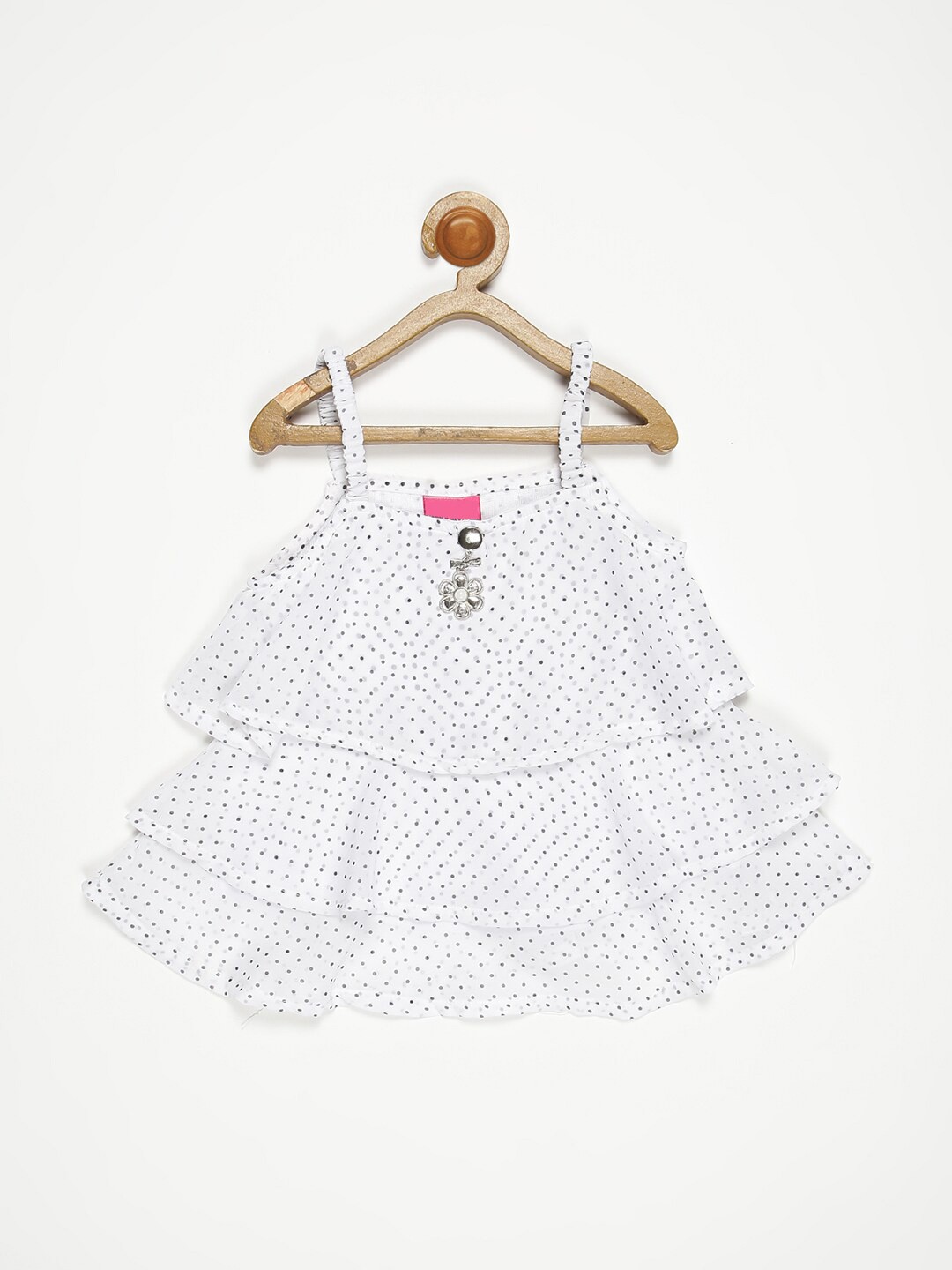 

V2 Value & Variety White Polka Dot Layered Georgette Tiered Top