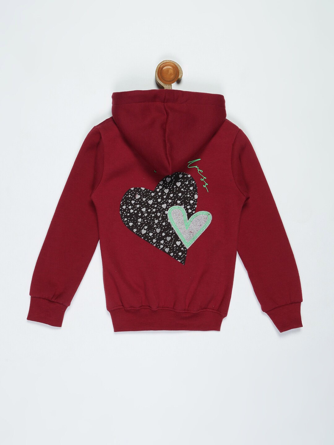 

V2 Value & Variety Girls Maroon Solid Hooded Cotton Sweatshirt