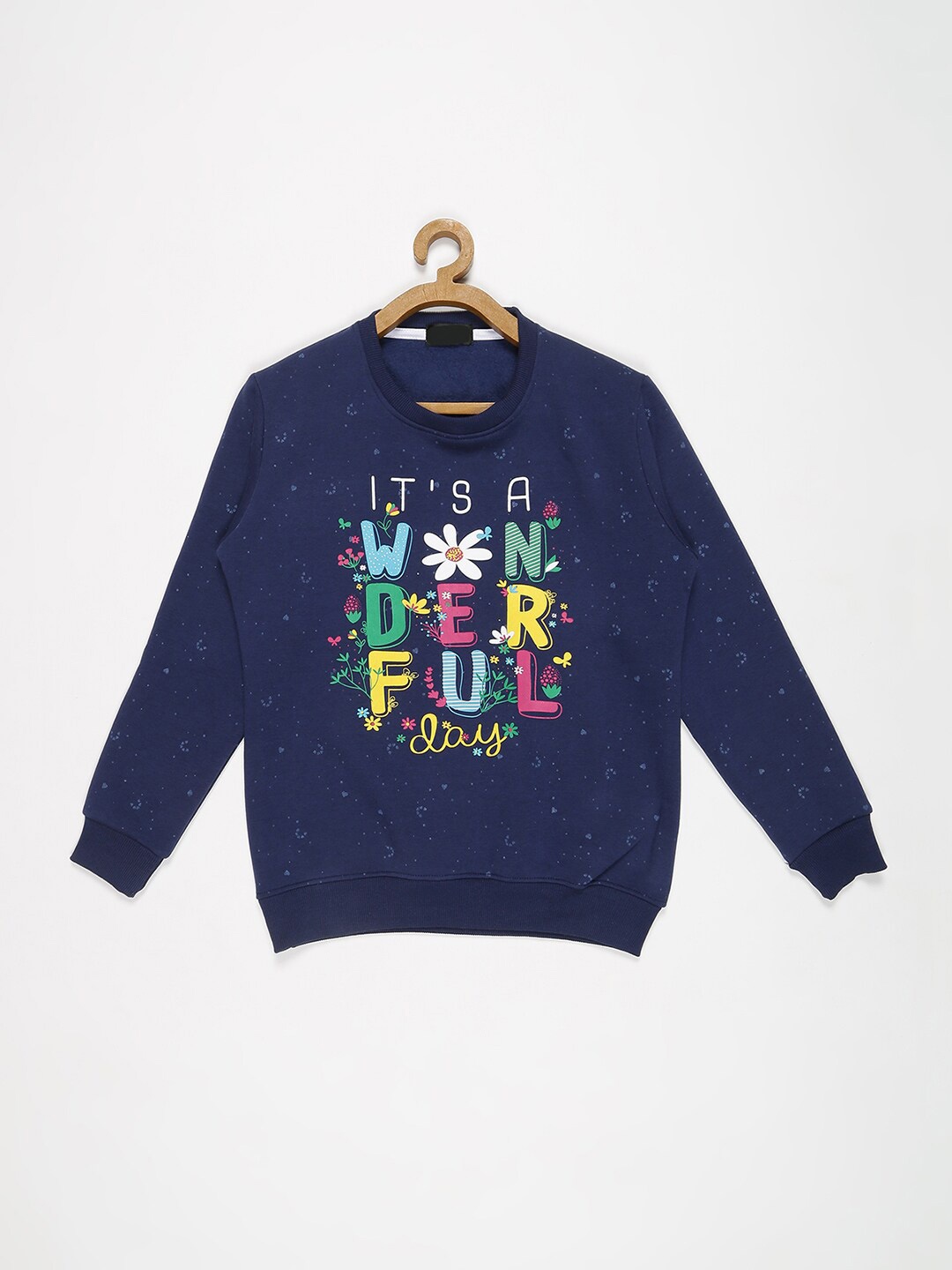 

V2 Value & Variety Girls Blue Printed Cotton Sweatshirt