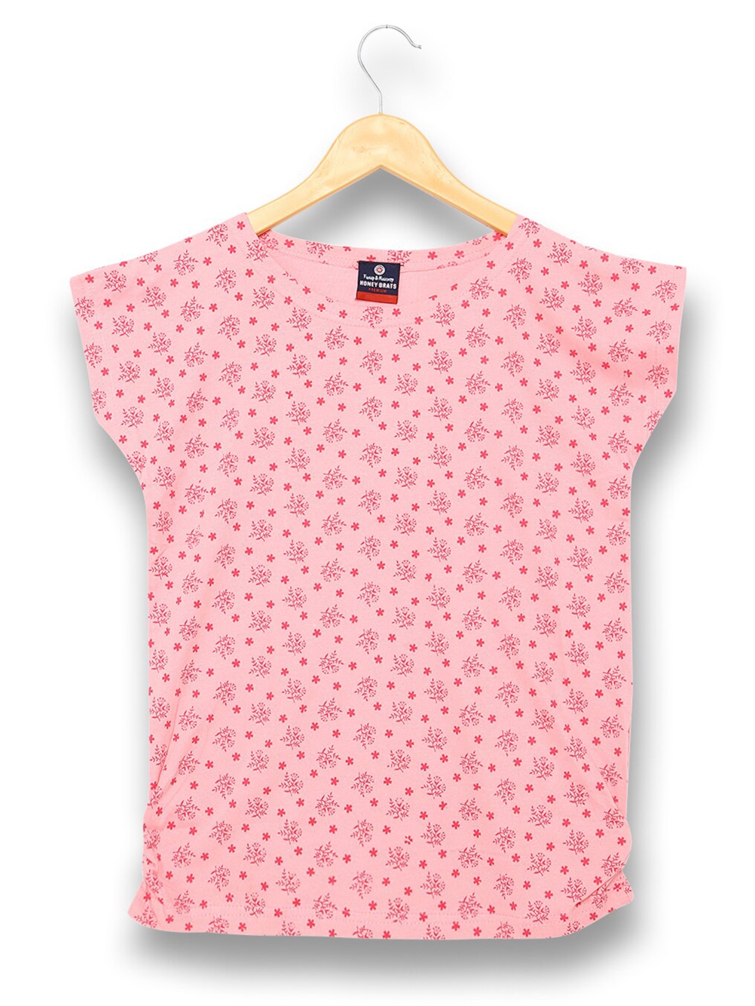 

V2 Value & Variety Girls Pink Floral Printed Cotton T-shirt
