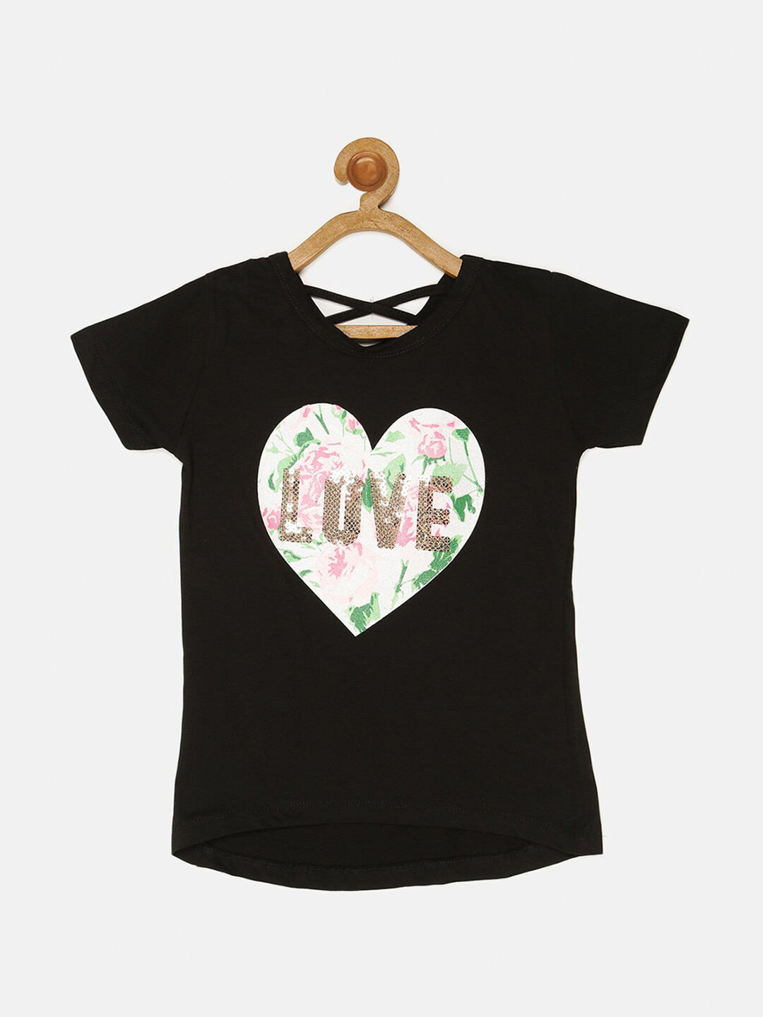 

V2 Value & Variety Black Printed Pure Cotton Top