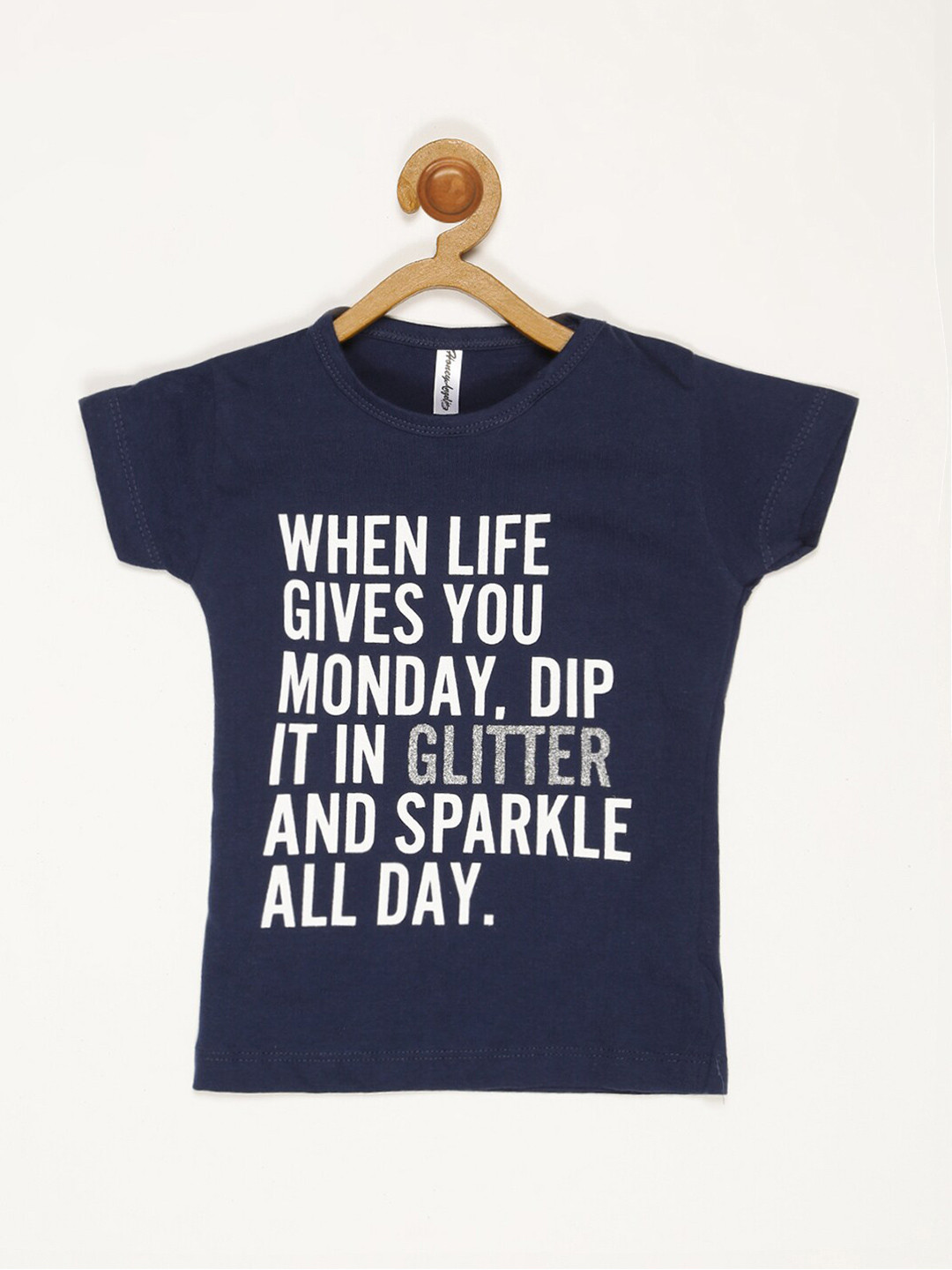 

V2 Value & Variety Girls Blue Typography Printed Pure Cotton T-shirt