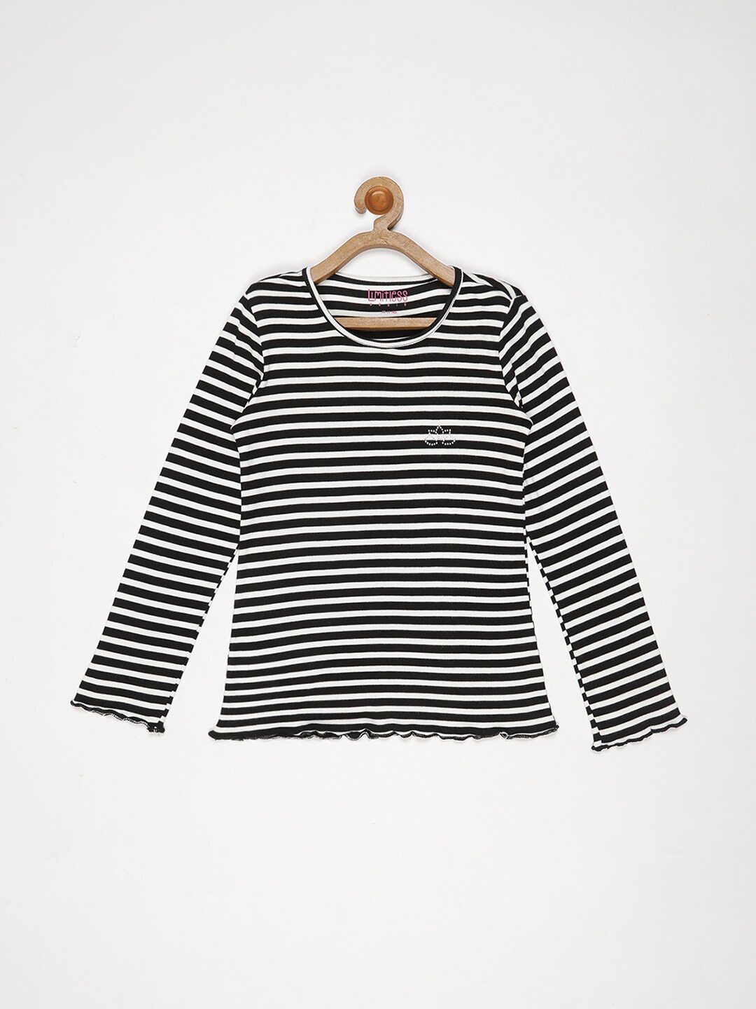 

V2 Value & Variety Girls Black & White Striped Cotton Blend Top