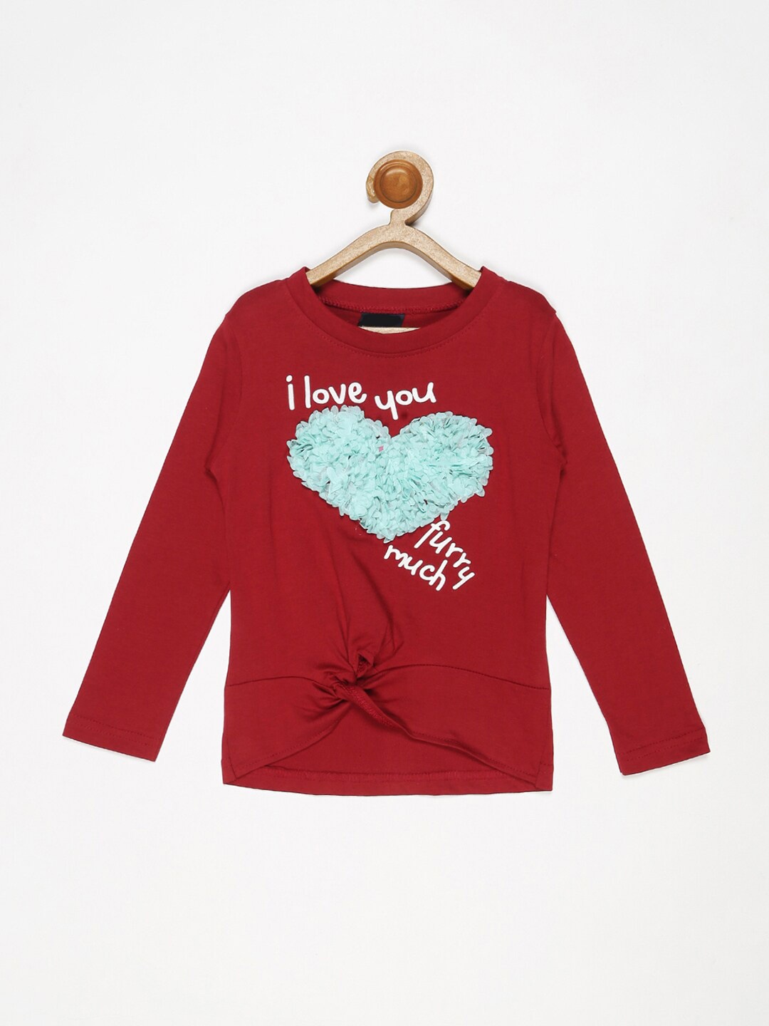 

V2 Value & Variety Girls Maroon Pure Cotton Printed Twisted Top