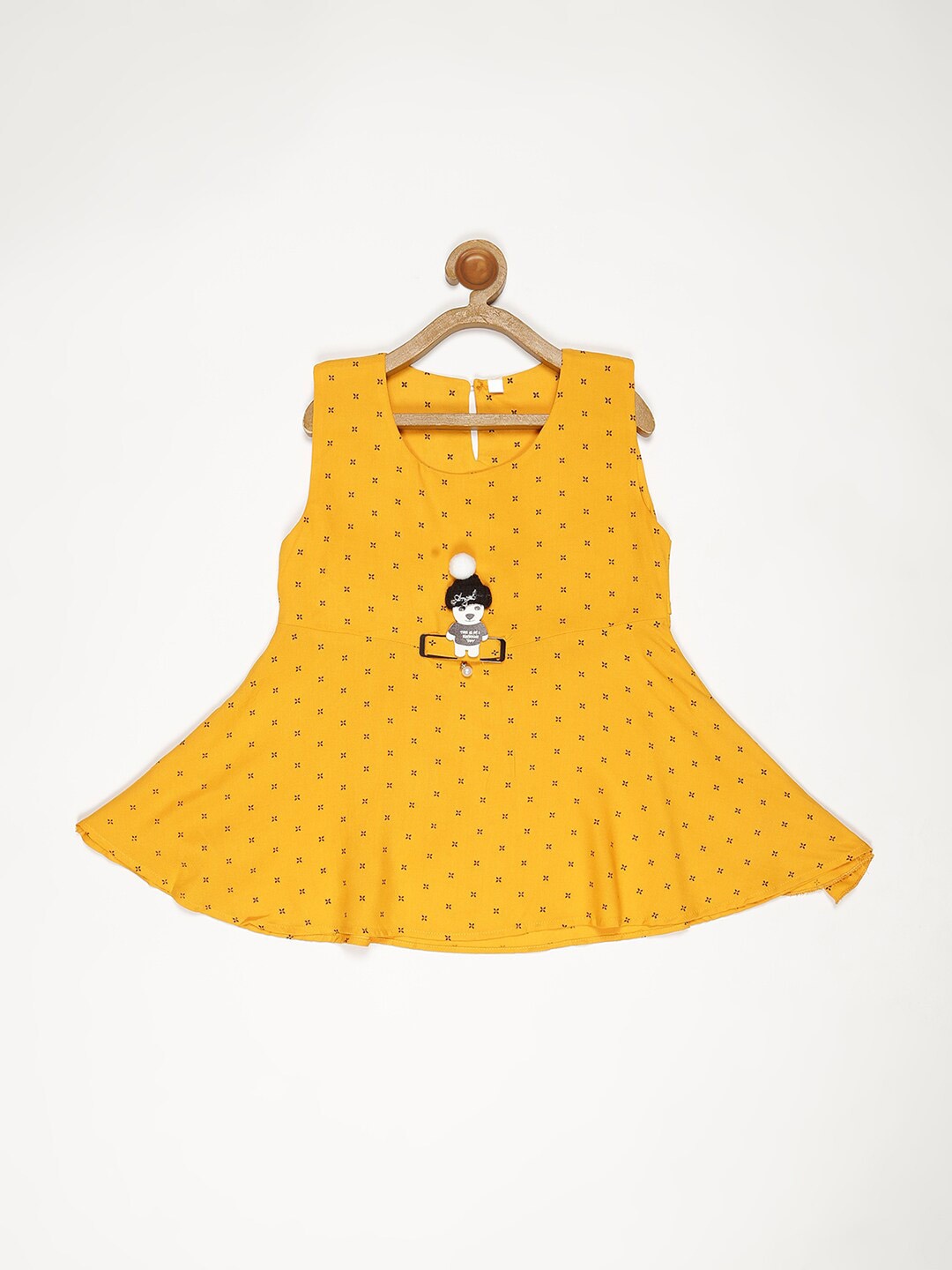 

V2 Value & Variety Girls Yellow & Black Geometric Print Top