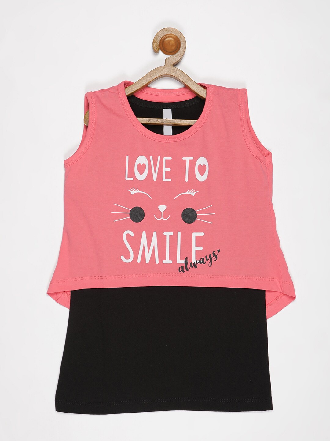

V2 Value & Variety Girls Coral Printed Pure Cotton Boxy Top