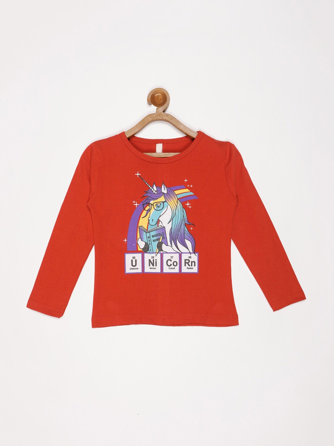 

V2 Value & Variety Girls Red Print Pure Cotton Top