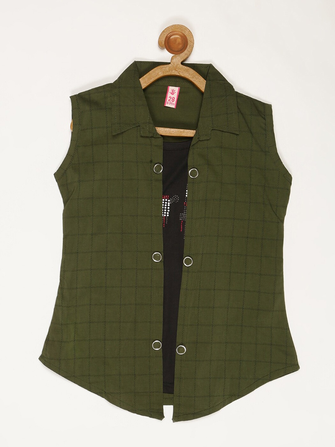 

V2 Value & Variety Green & Black Checked Shirt Style Top