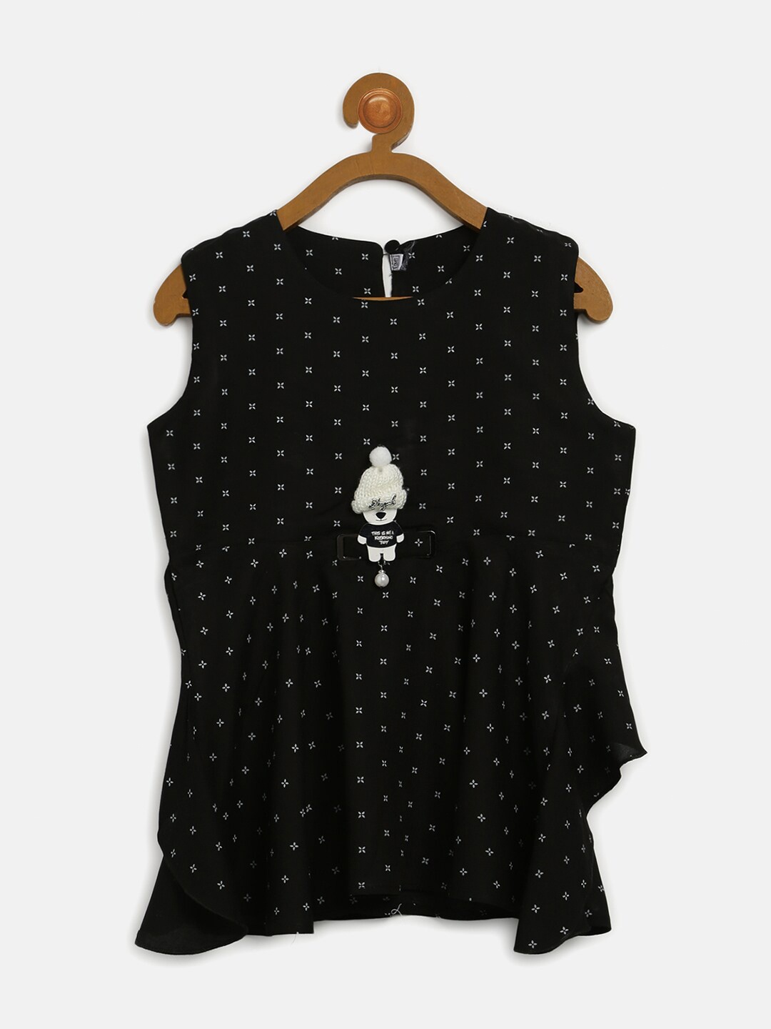 

V2 Value & Variety Girls Black Print Empire Top