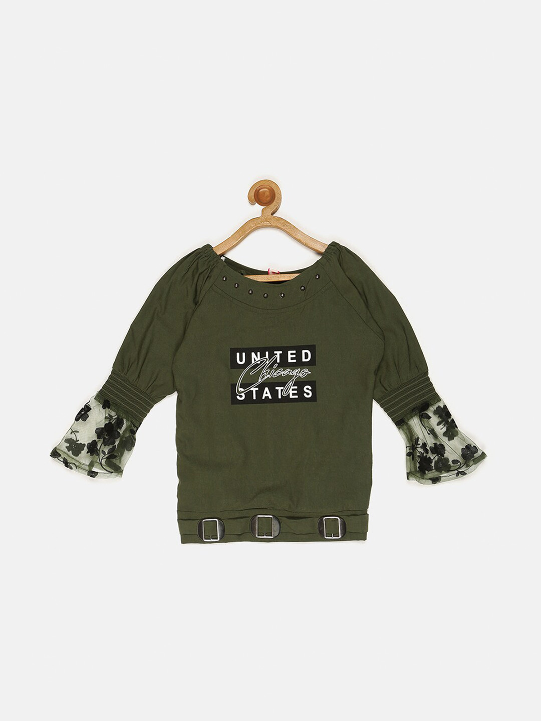 

V2 Value & Variety Girls Printed Top, Olive
