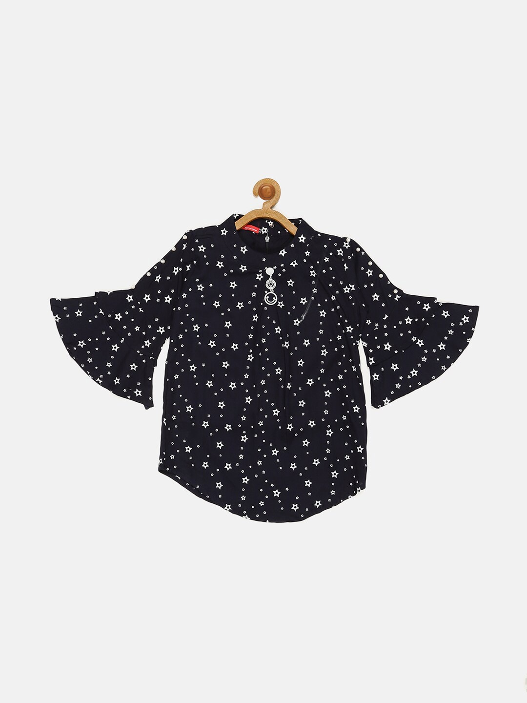 

V2 Value & Variety Girls Blue Print Round Neck Top