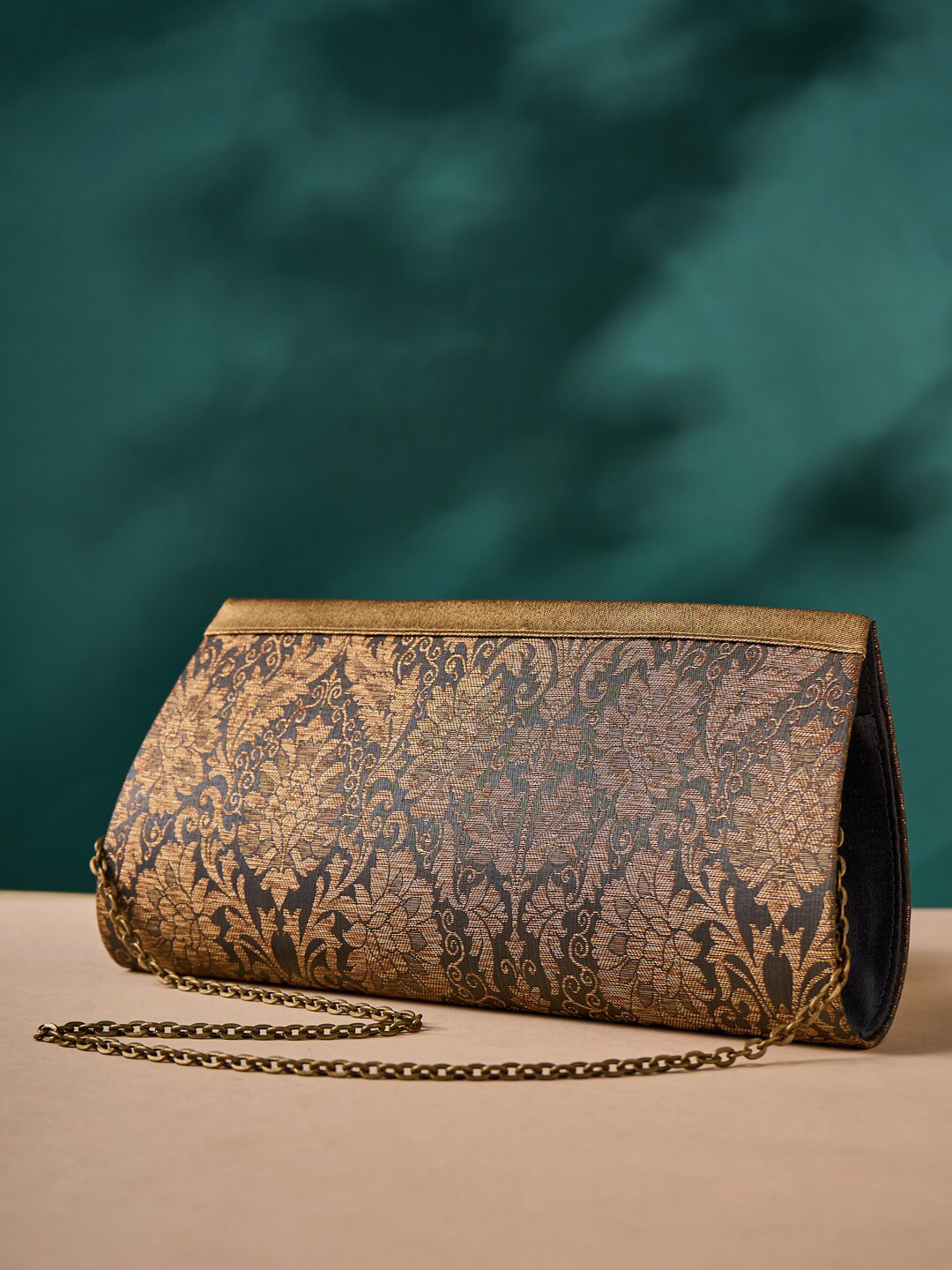 

Fabindia Grey & Brown Embroidered Purse Clutch