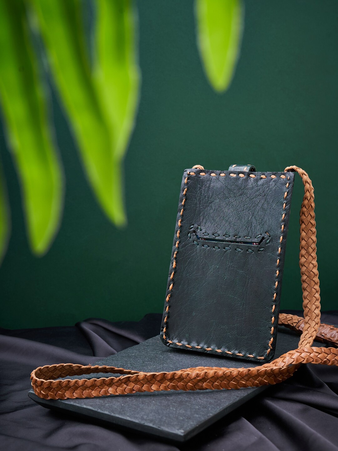 

Fabindia Green & Brown Printed Purse Clutch