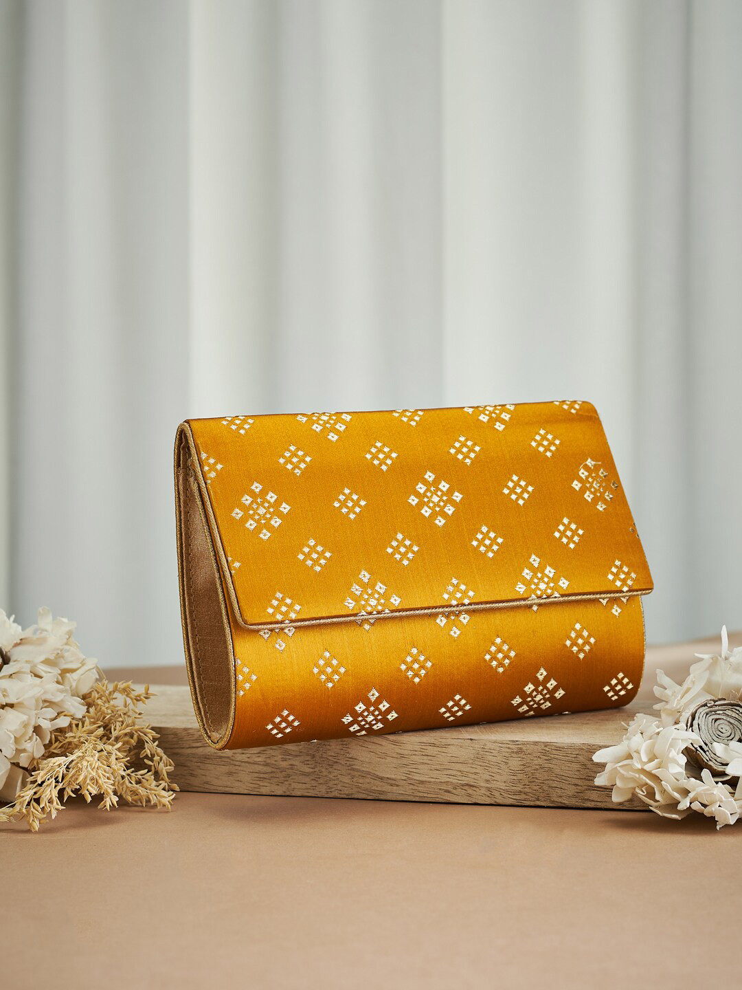 

Fabindia Mustard Embroidered Purse Clutch