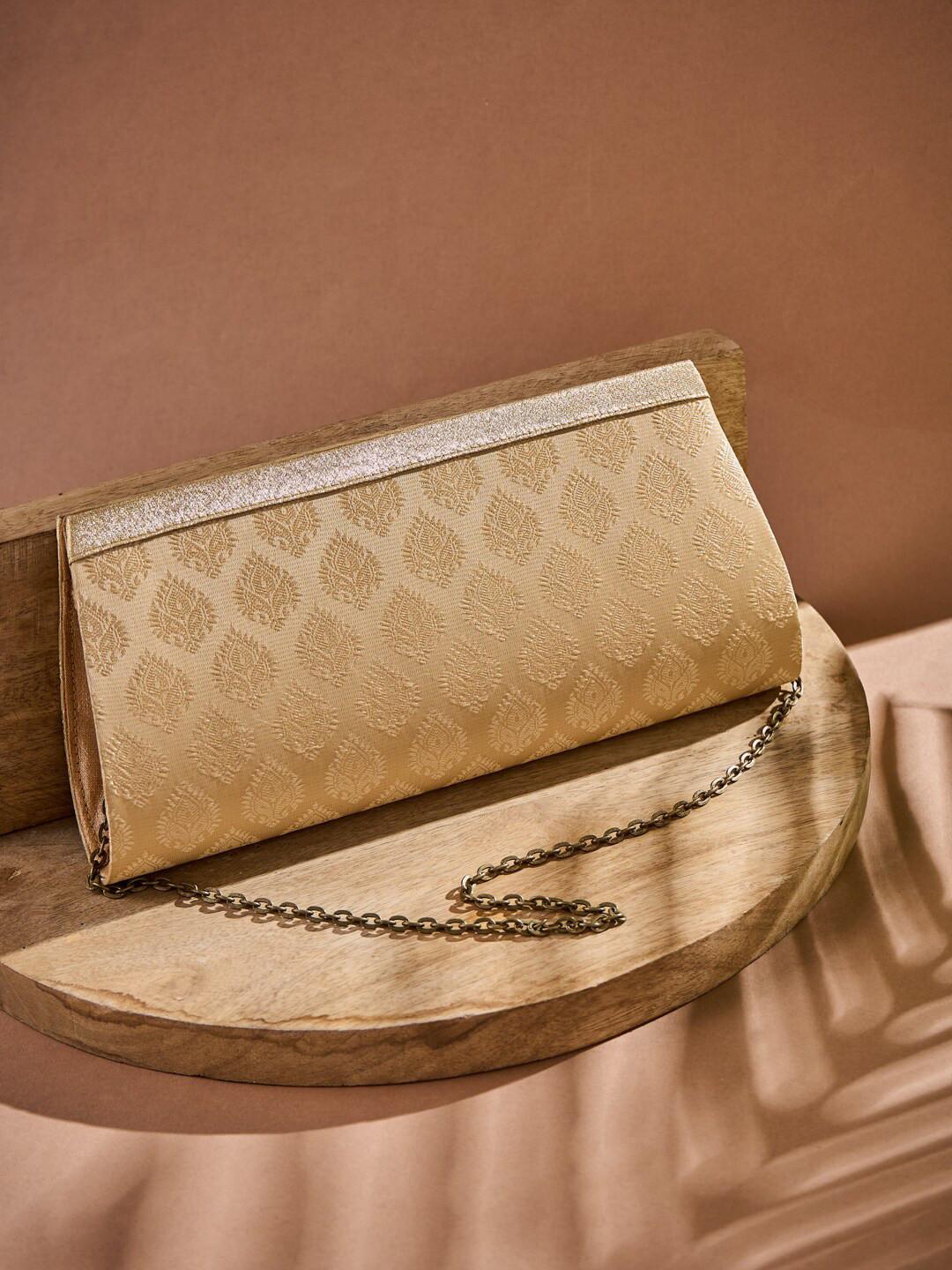 

Fabindia Women Gold-Toned Embroidered Purse Clutch