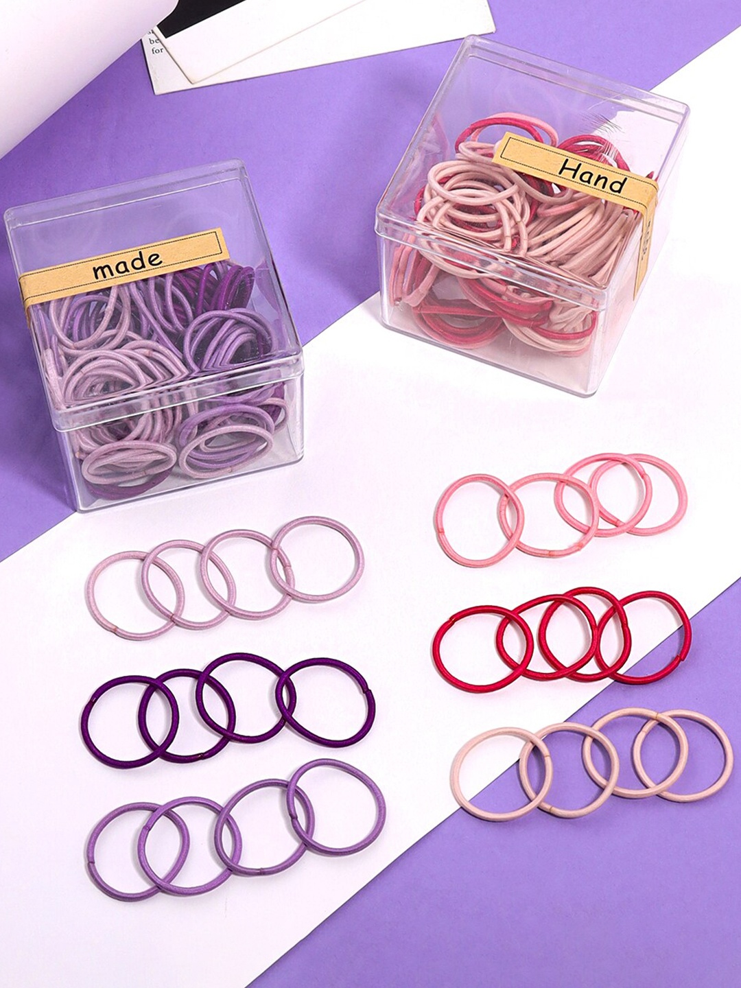 

Melbees by Yellow Chimes Girls Set Of 100 Ponytail Holders with Box, Purple