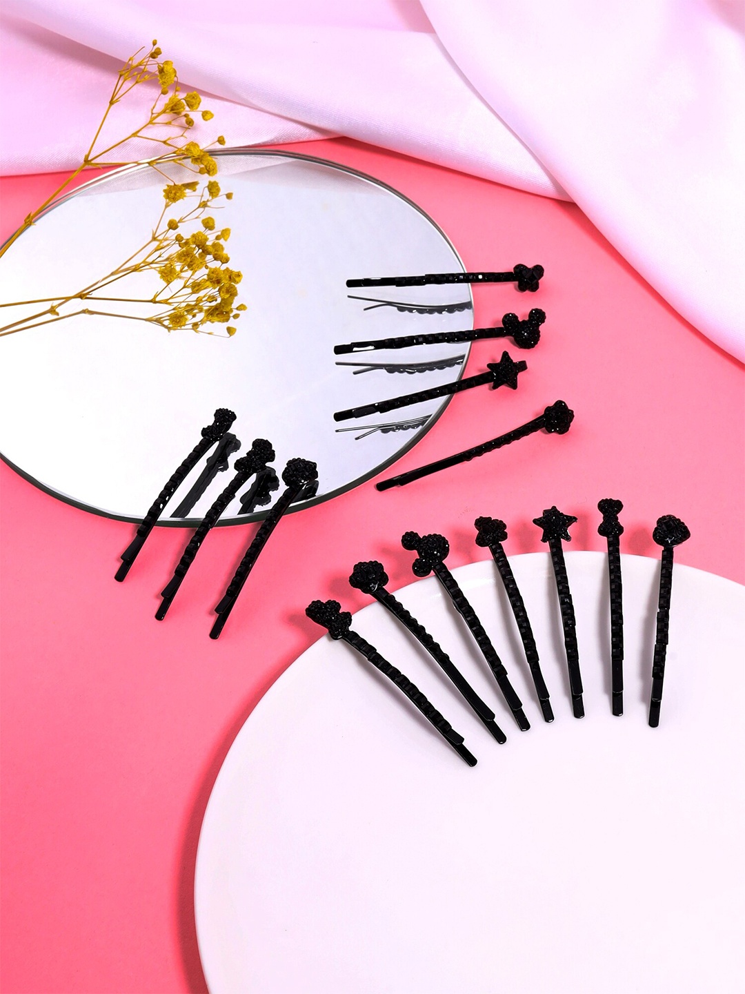 

Melbees by Yellow Chimes Girls Set of 14 Pcs Black Bobby Pins