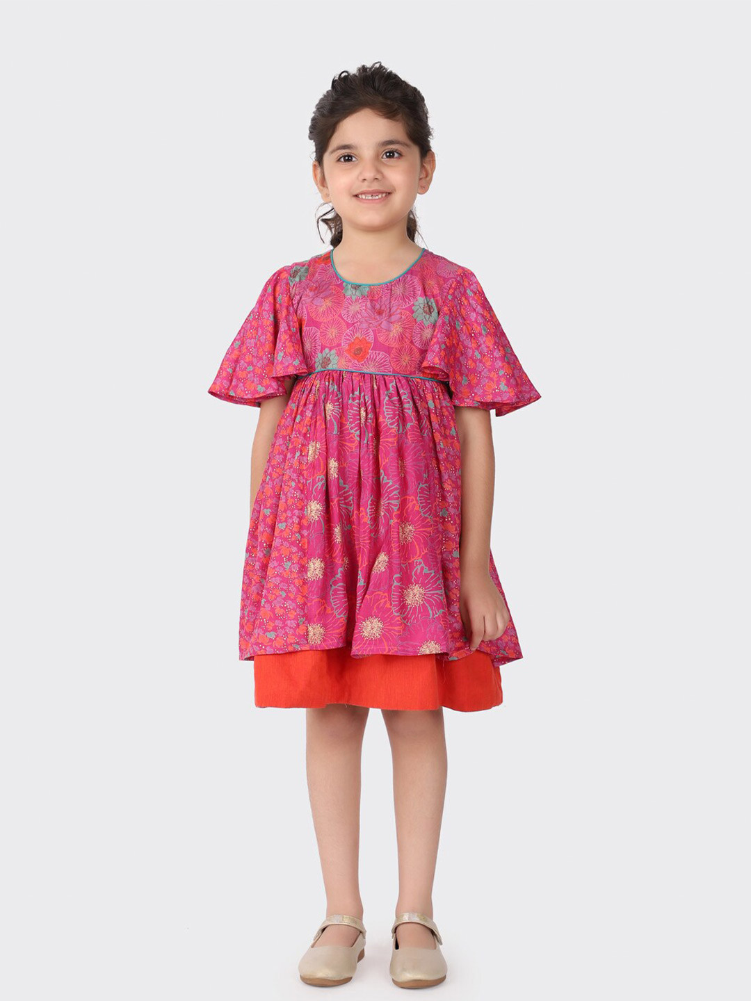 

Fabindia Magenta Floral Printed Empire Dress