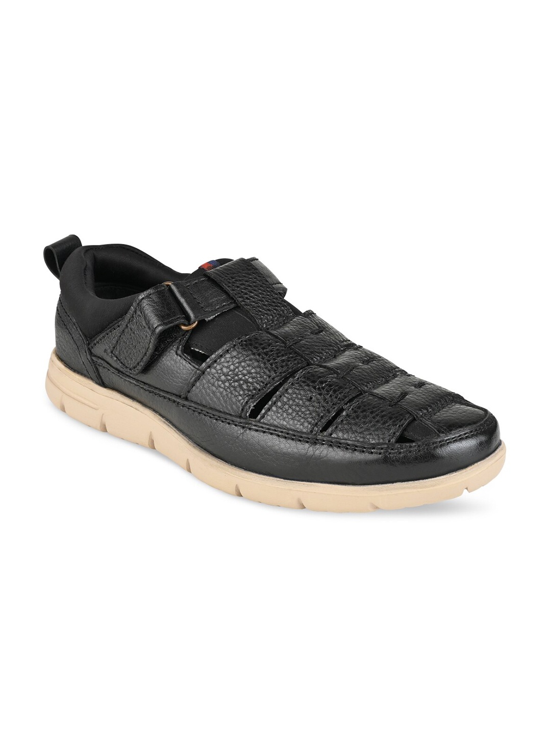 

Regal Men Black & Beige Leather Fisherman Sandals