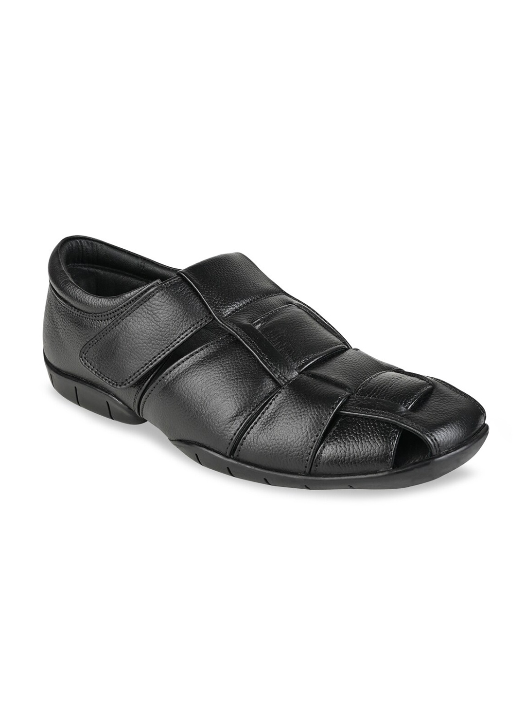 

Regal Men Black Leather Fisherman Sandals