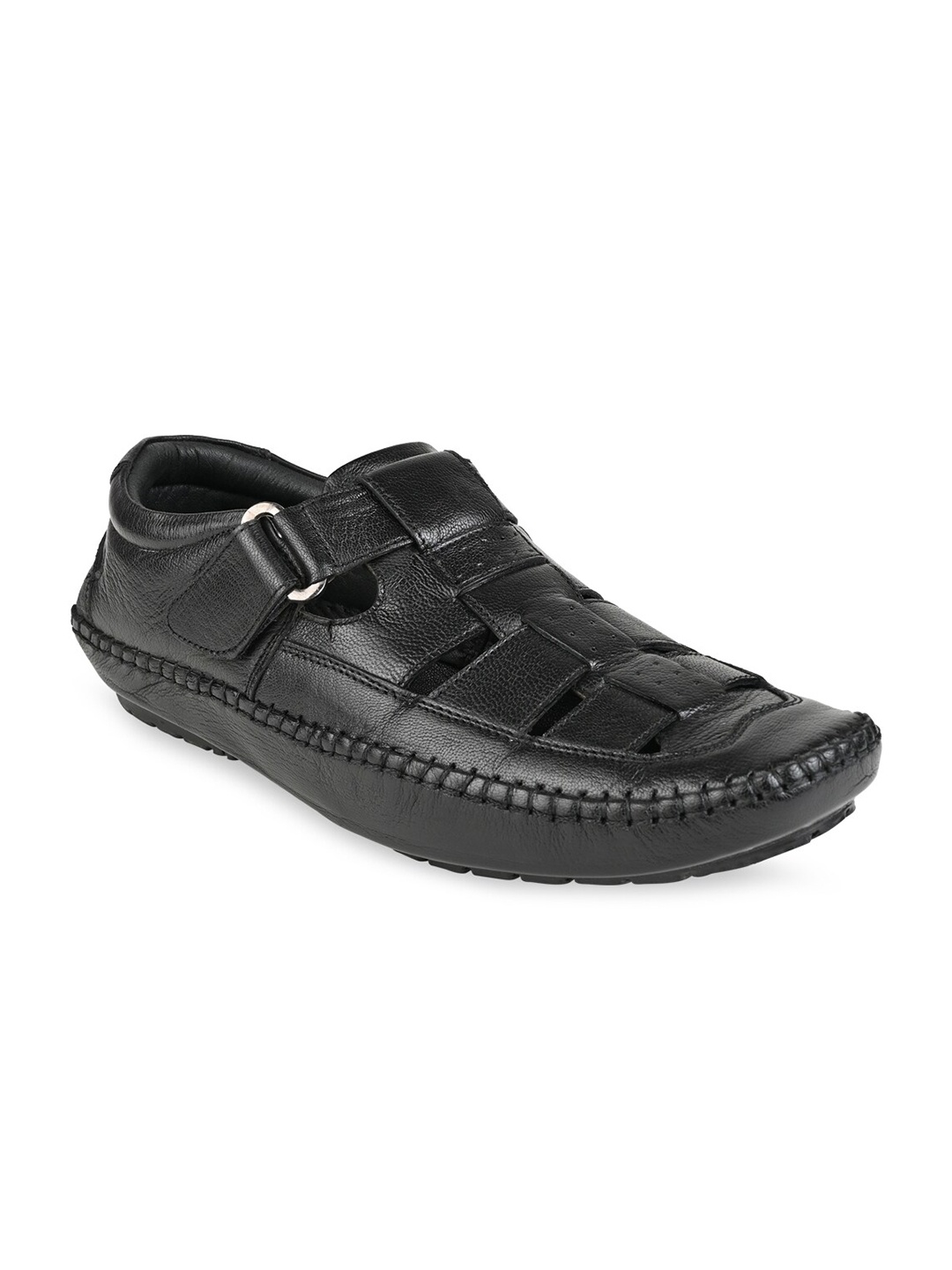 

Regal Men Black Leather Fisherman Sandals