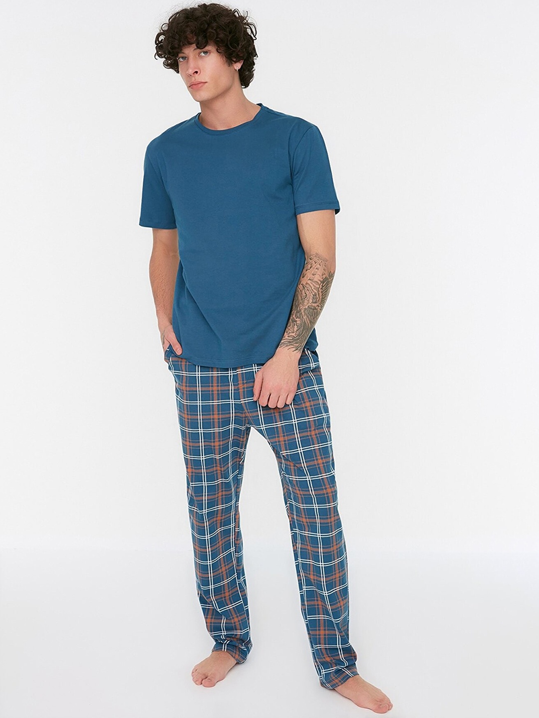 

Trendyol Men Blue Cotton Night suit