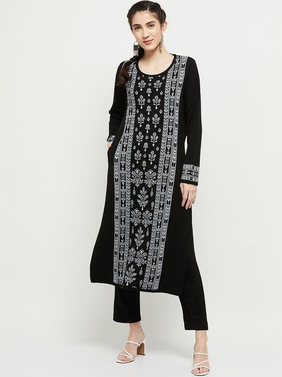 

max Women Black & White Ethnic Motifs Kurta