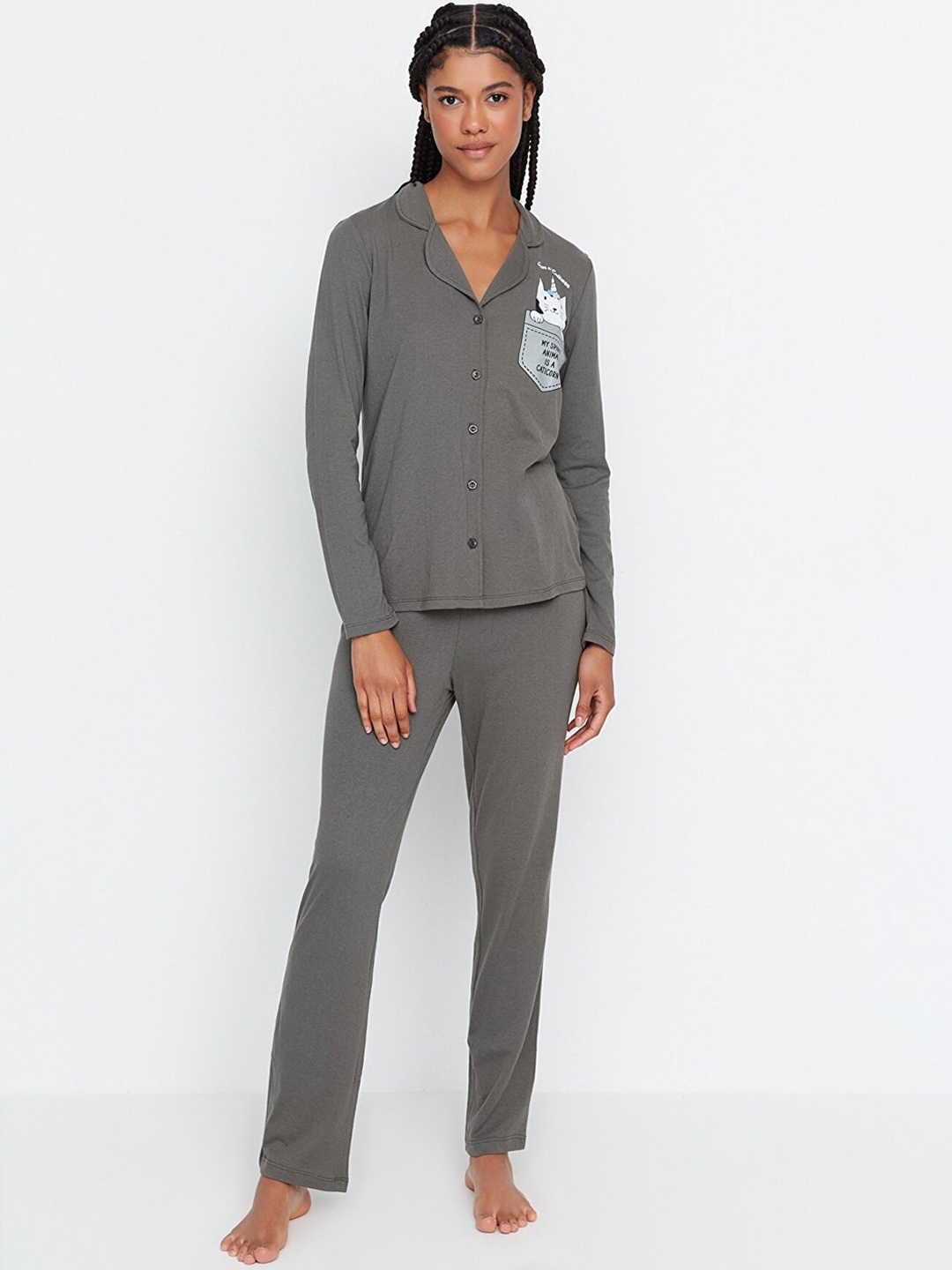 

Trendyol Women Charcoal Night suit