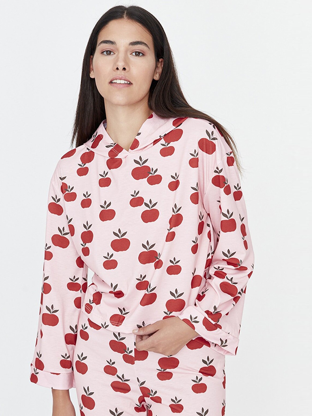 

Trendyol Women Hooded Printed NightSuits, Multi