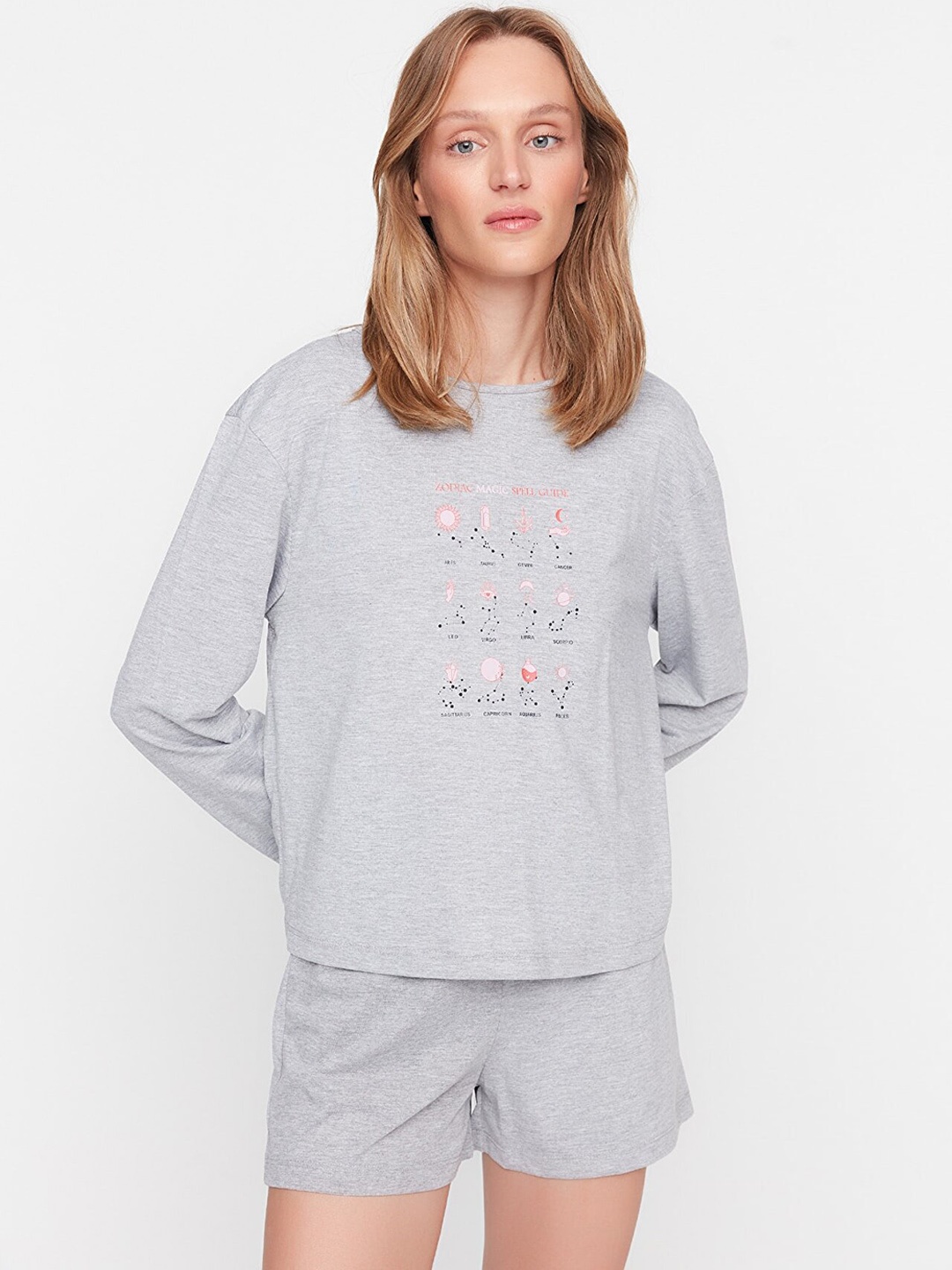 

Trendyol Women Grey Printed Night suit
