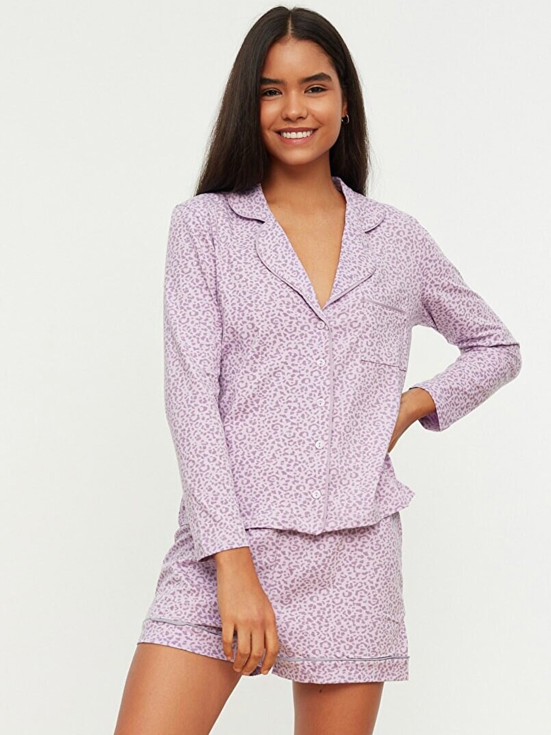 

Trendyol Women Violet Printed Night suit