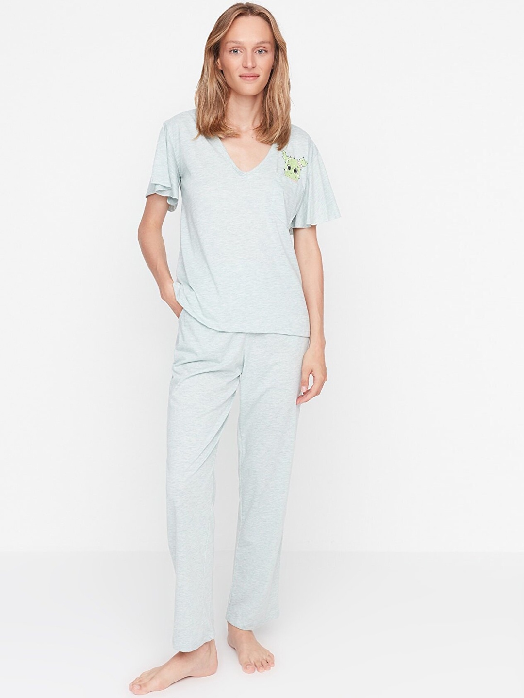 

Trendyol Women Solid Night Suit, Green