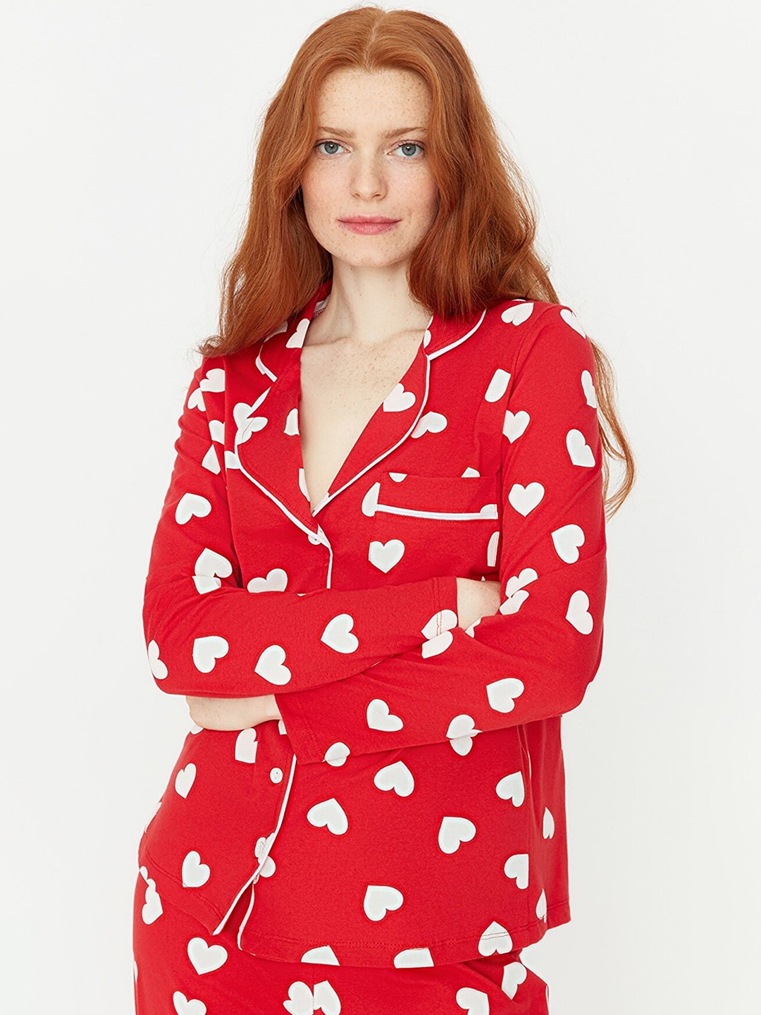 

Trendyol Women Printed Night suit, Red