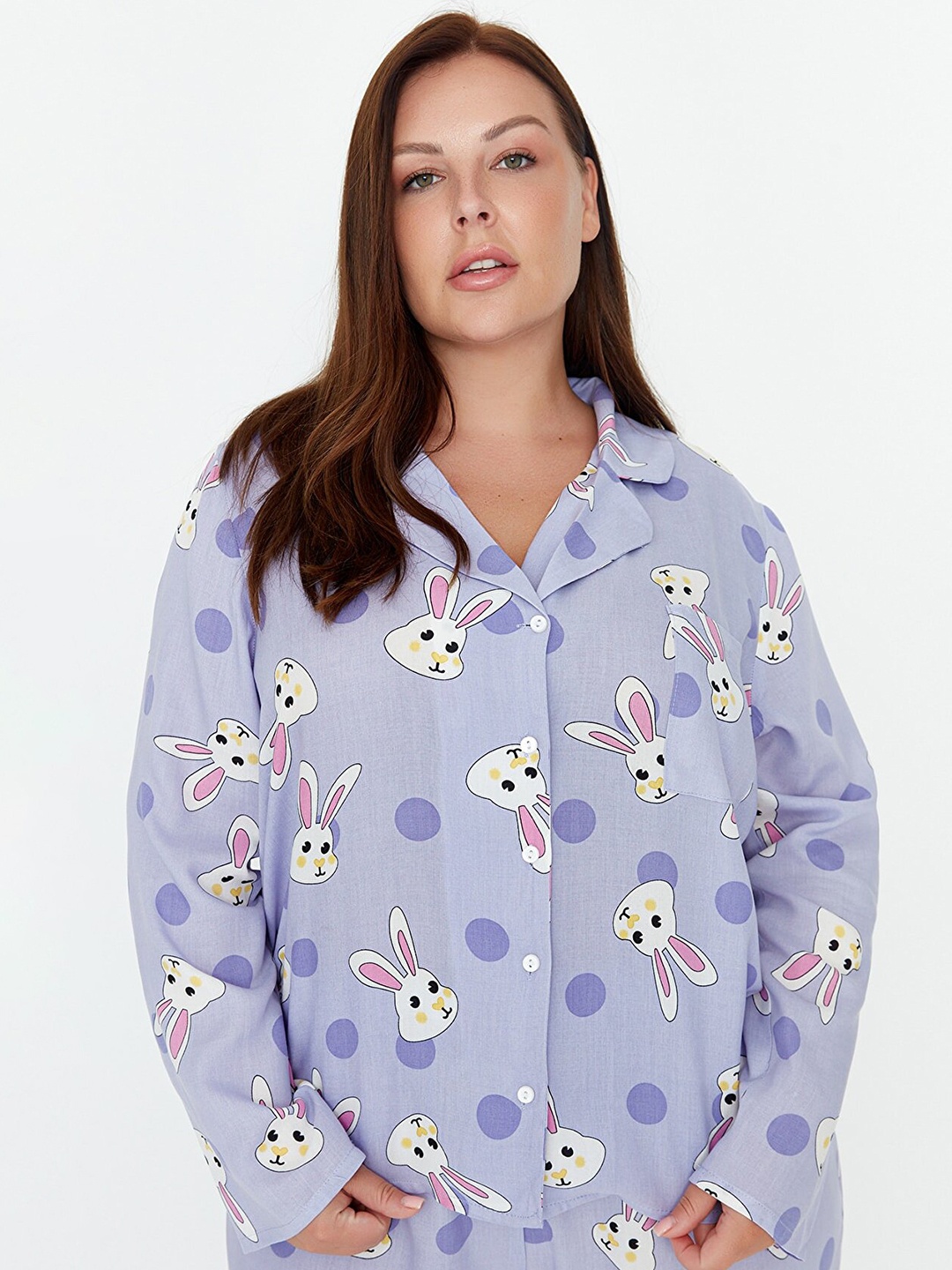 

Trendyol Women Violet & White Printed Night suit