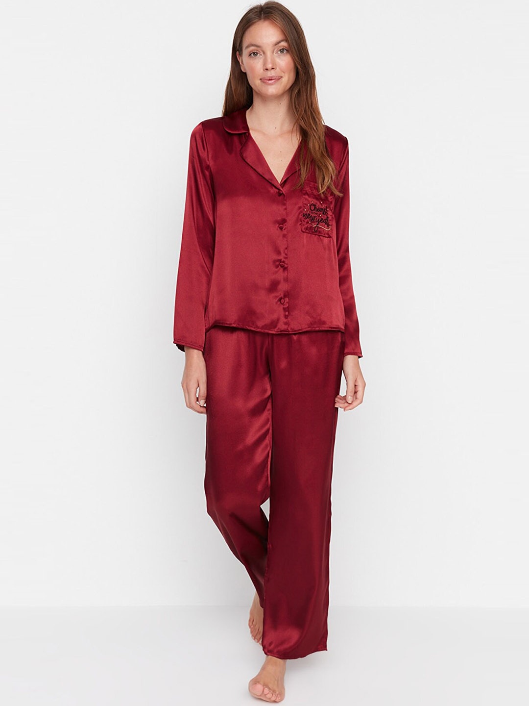 

Trendyol Women Burgundy Night suit