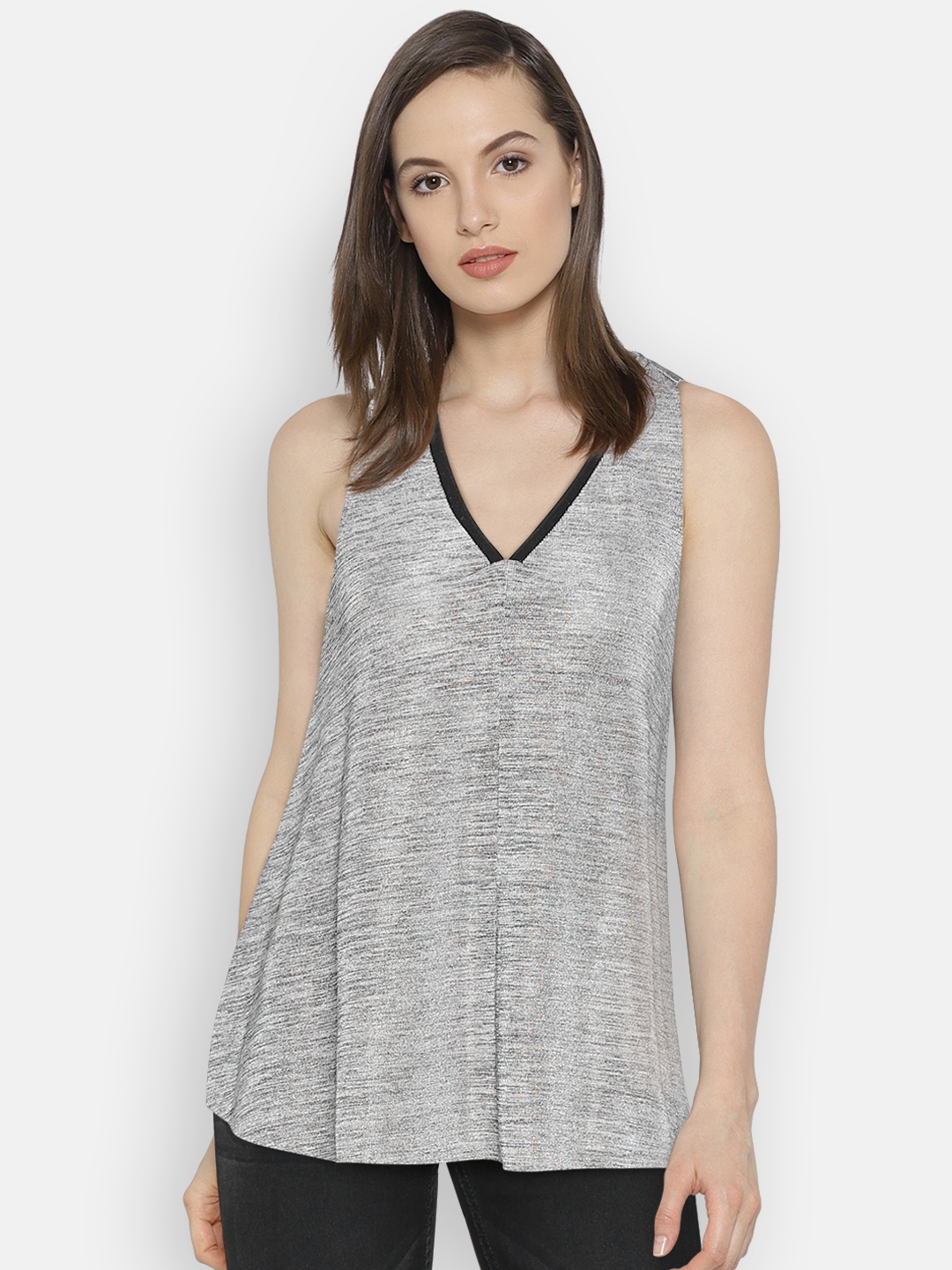 

Vero Moda Women Grey Melange Solid A-Line Top