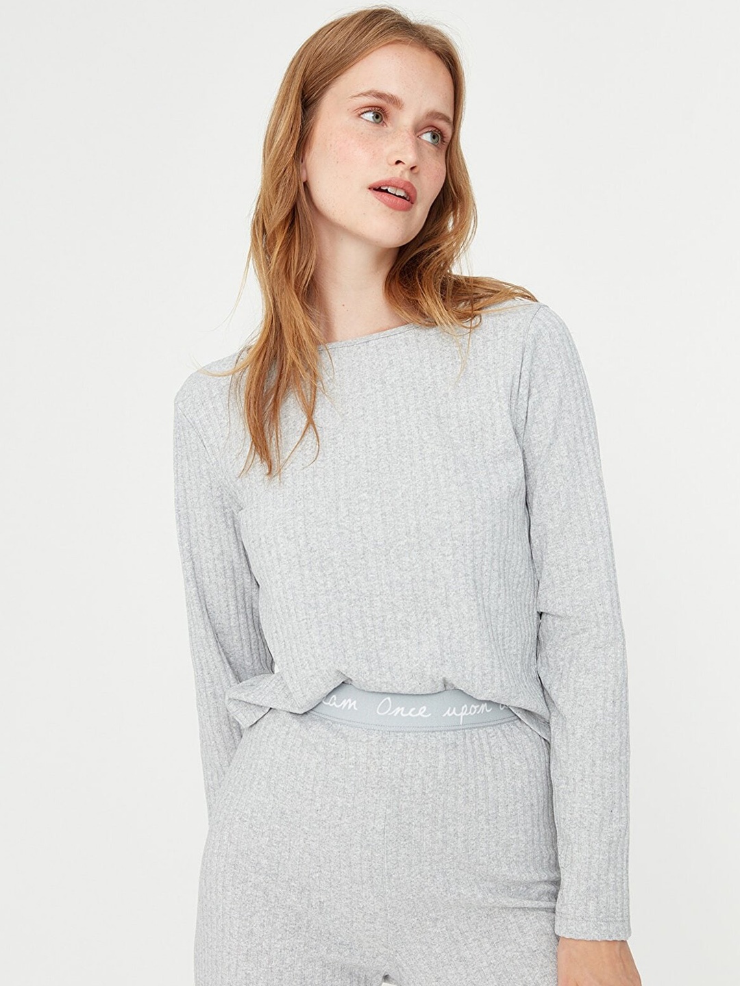 

Trendyol Women Grey Solid Night suit