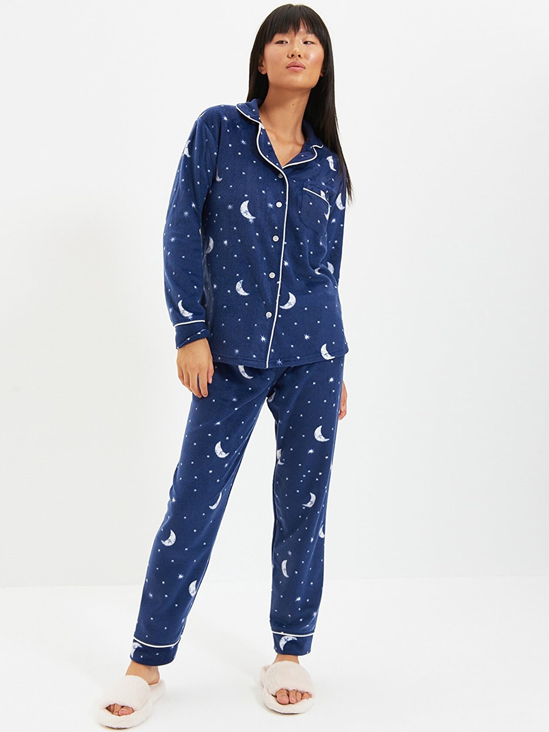 

Trendyol Women Printed Night suit, Navy blue