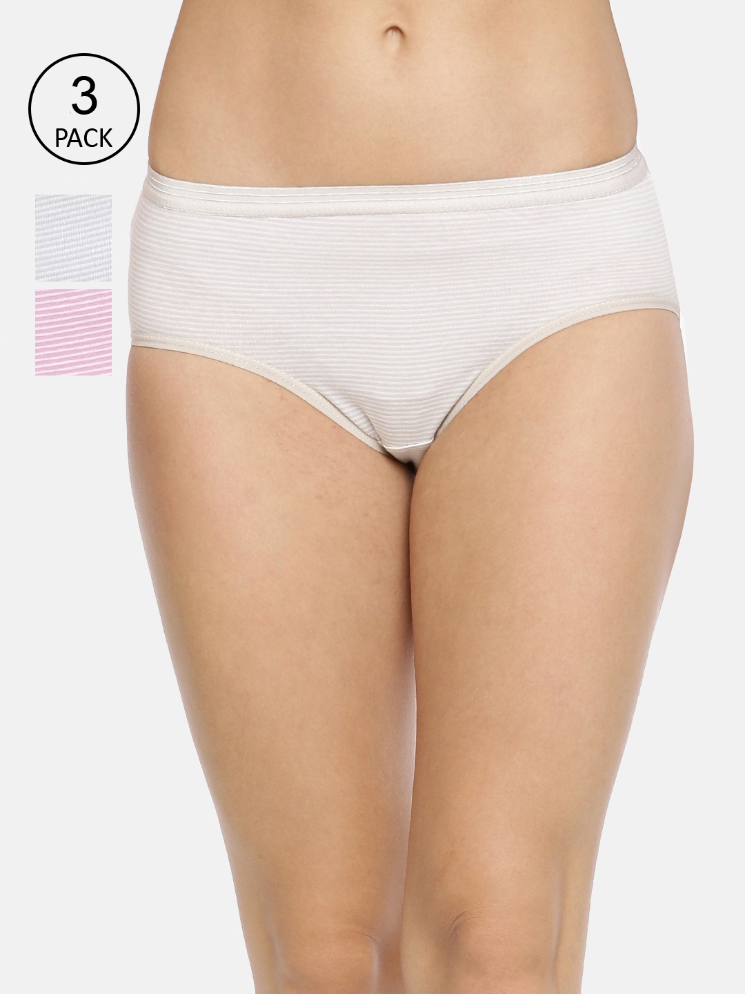 

RedRose Women Pack Of 3 Solid Cotton Hipster Briefs, Grey