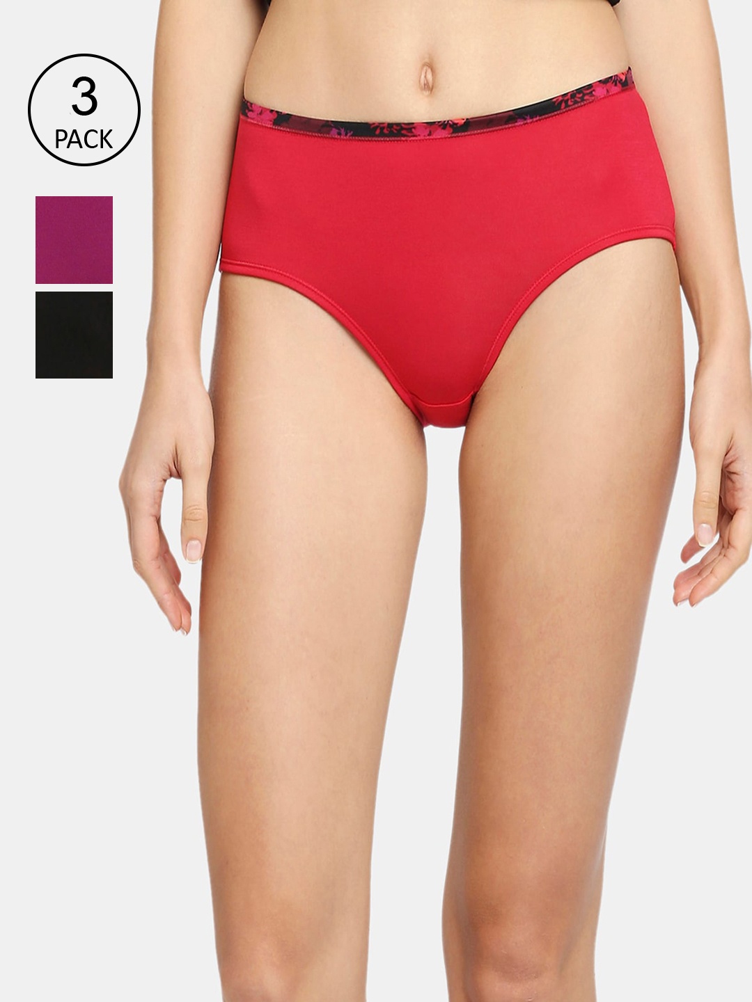 

RedRose Women Pack Of 3 Solid Hipster Briefs I Touch 148, Purple