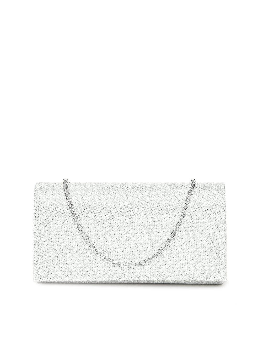 

GIORDANO Silver-Toned Shimmer Clutch with Chain Strap