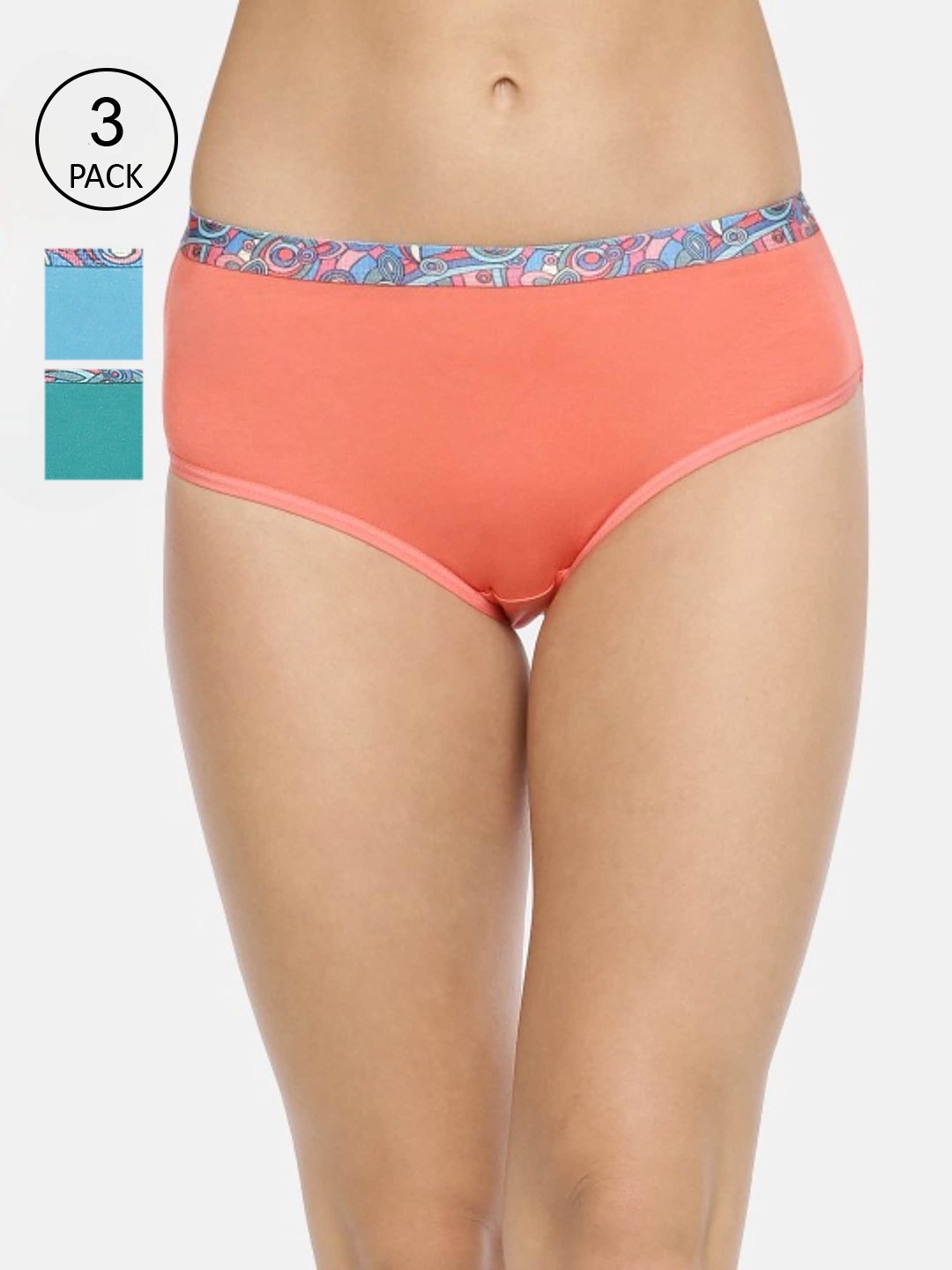 

RedRose Women Pack Of 3 Solid Hipster Briefs, Blue