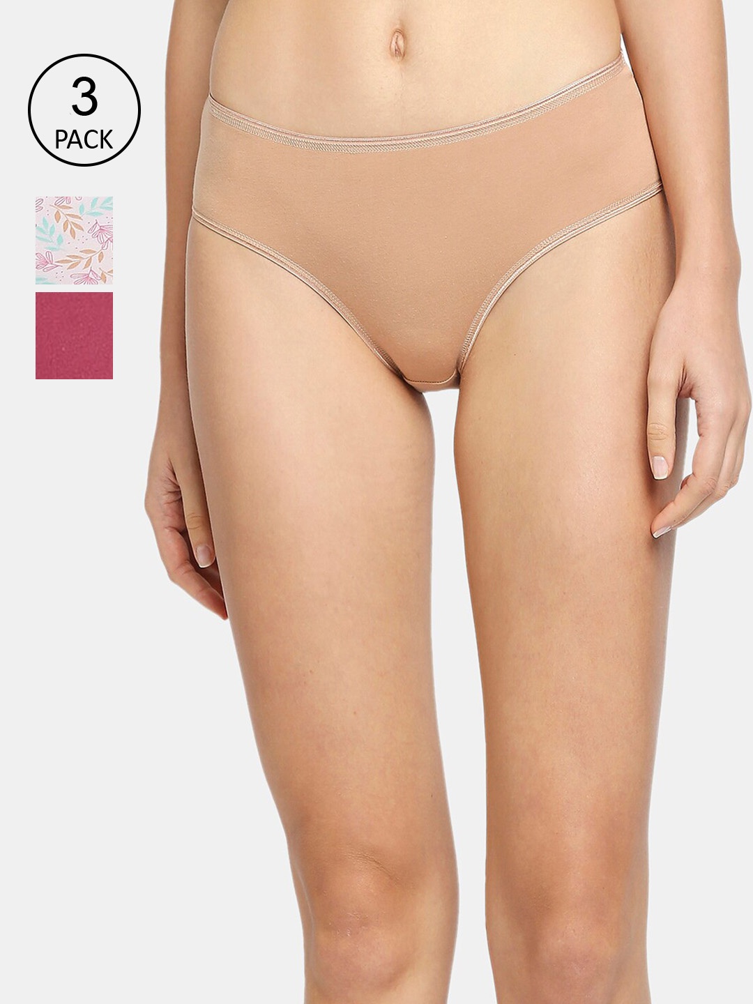 

RedRose Women Pack of 5 Printed Hipster Briefs 5 Combo No 25, Beige