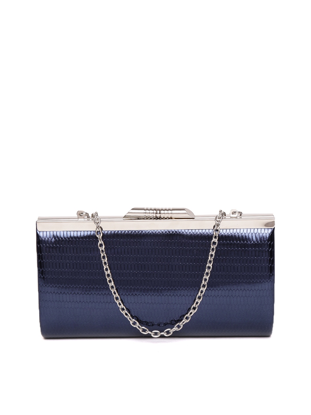 

GIORDANO Navy Textured Clutch with Chain Strap, Navy blue