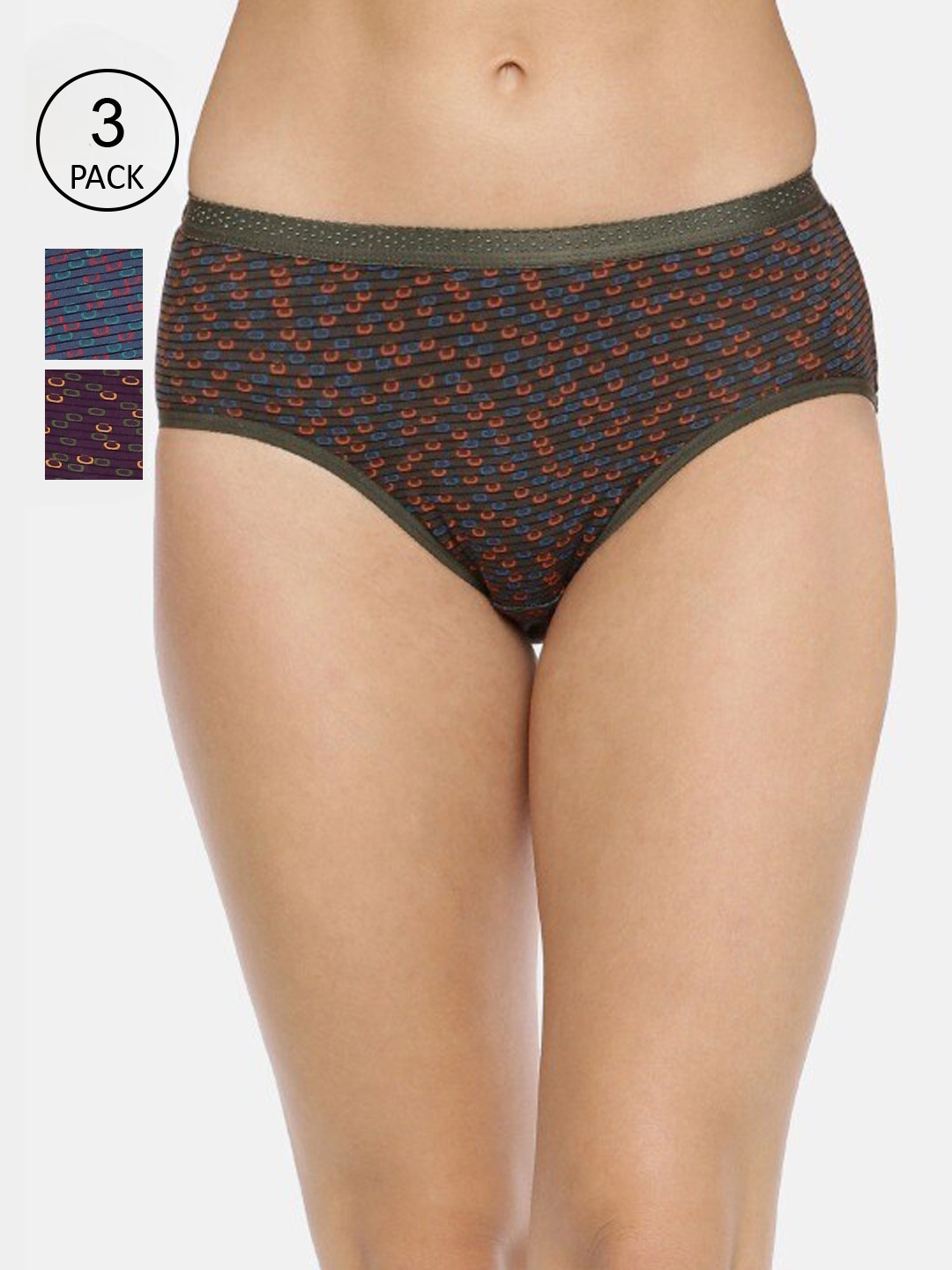 

RedRose Women Pack Of 3 Printed Hipster Briefs, Blue