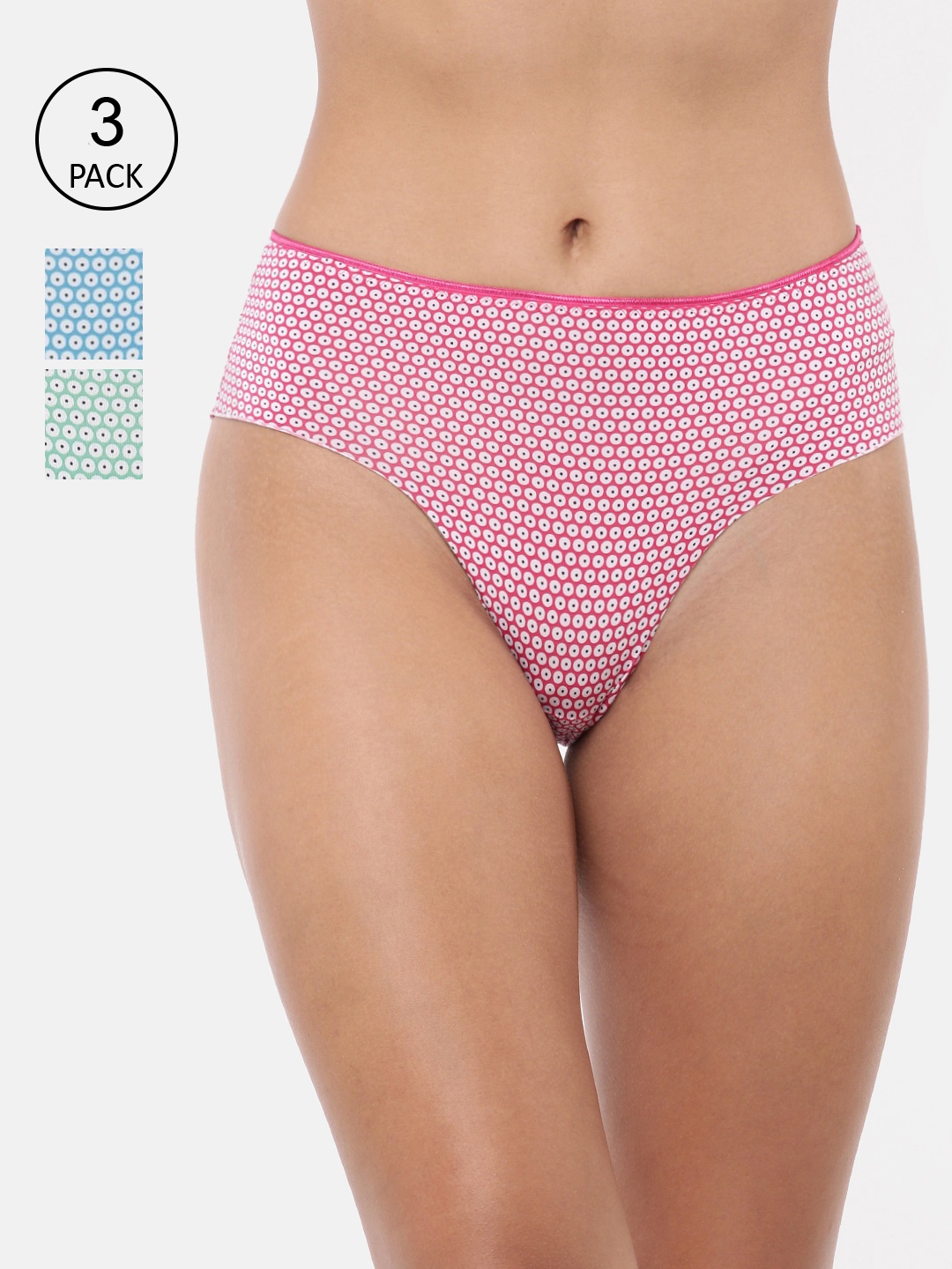 

RedRose Women Pack Of 3 Printed Hipster Briefs, Blue