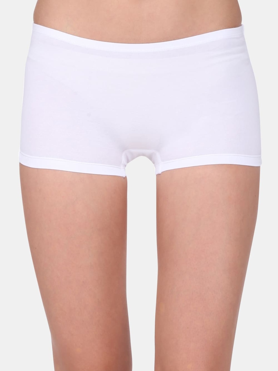 

RedRose Women White Solid Cotton Boyshort Briefs Boy Leg