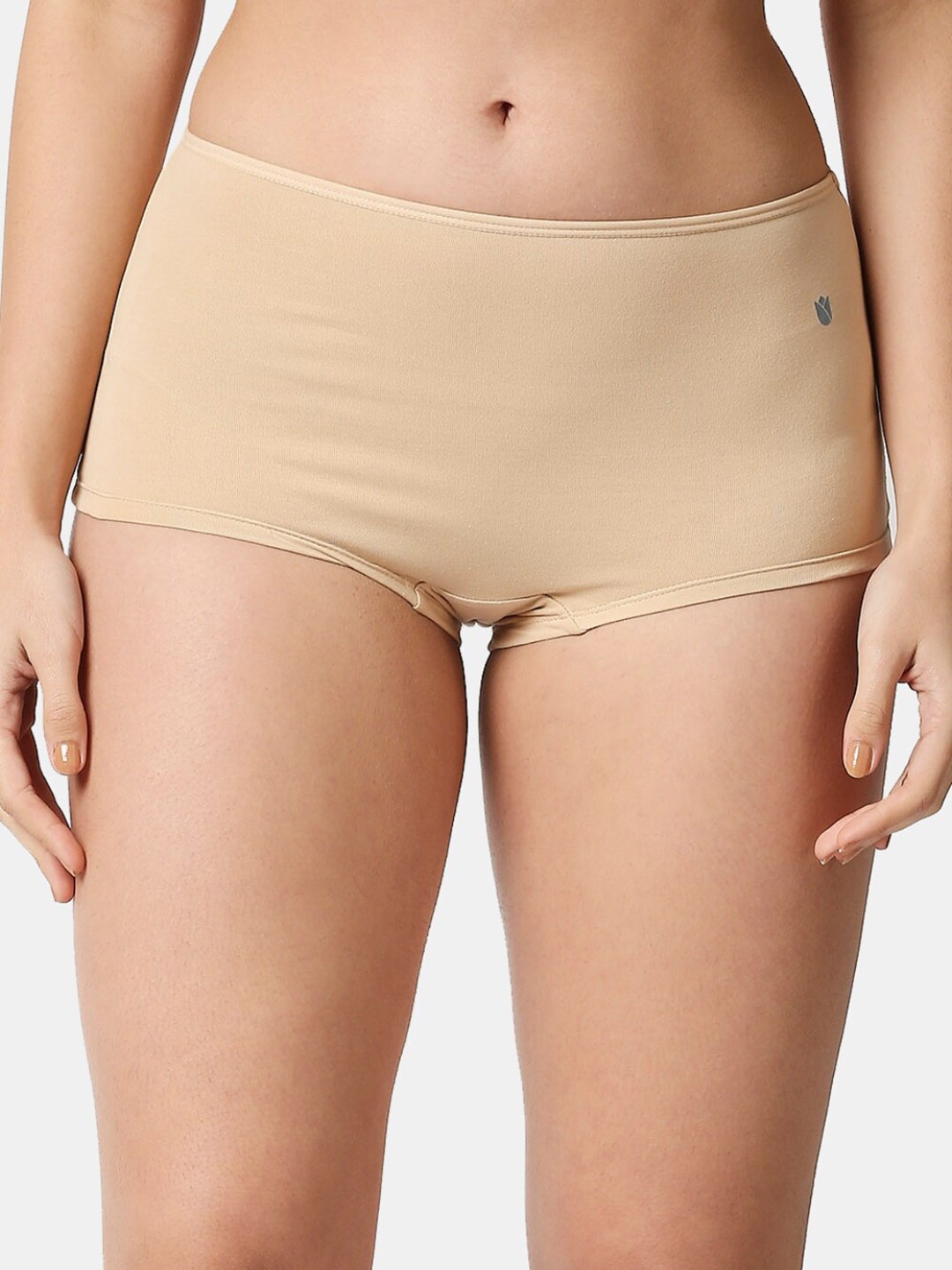 

RedRose Women Plus Size Beige Solid Cotton Boyshort Briefs