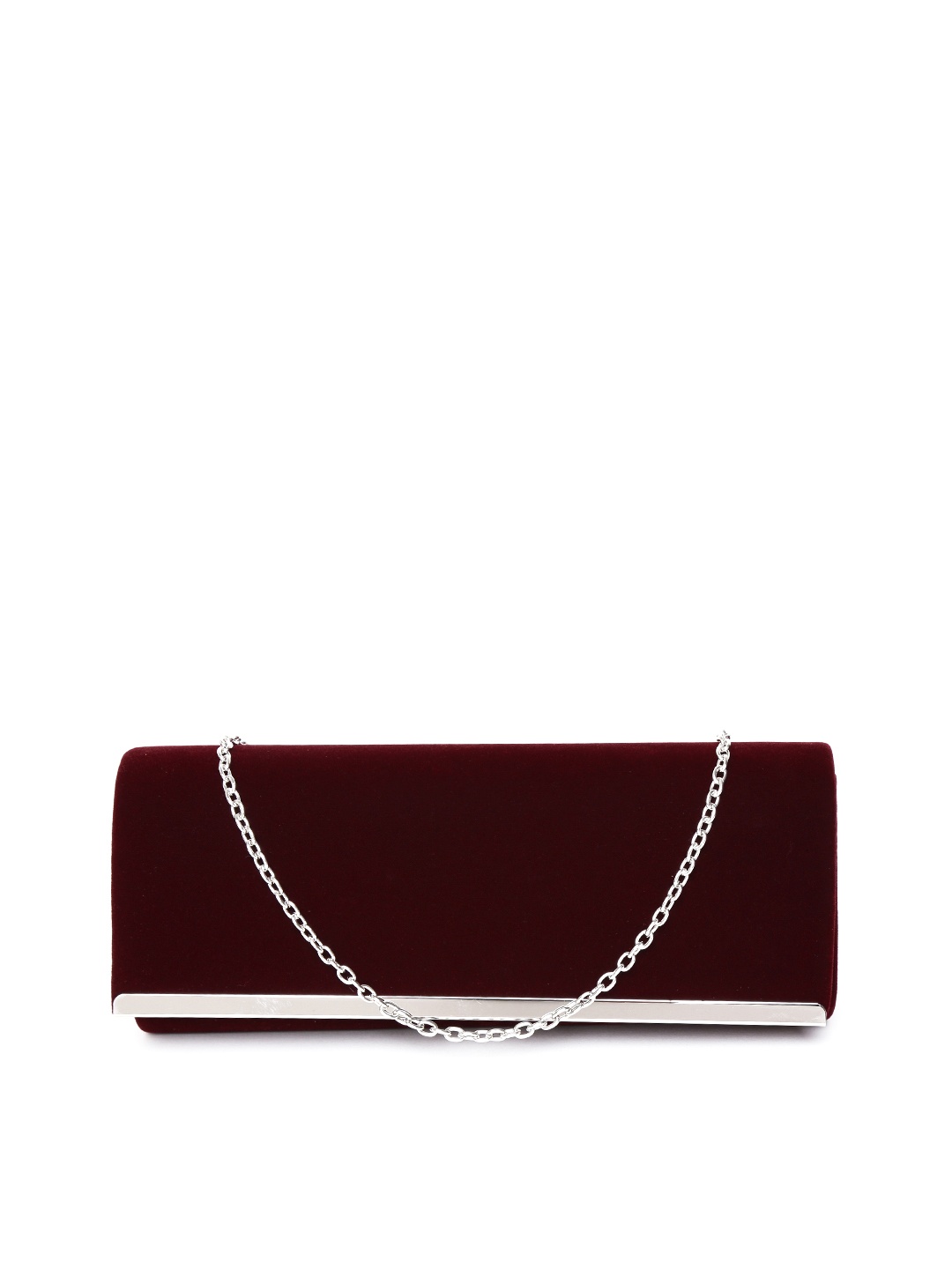 

GIORDANO Burgundy Velvet Clutch with Chain Strap